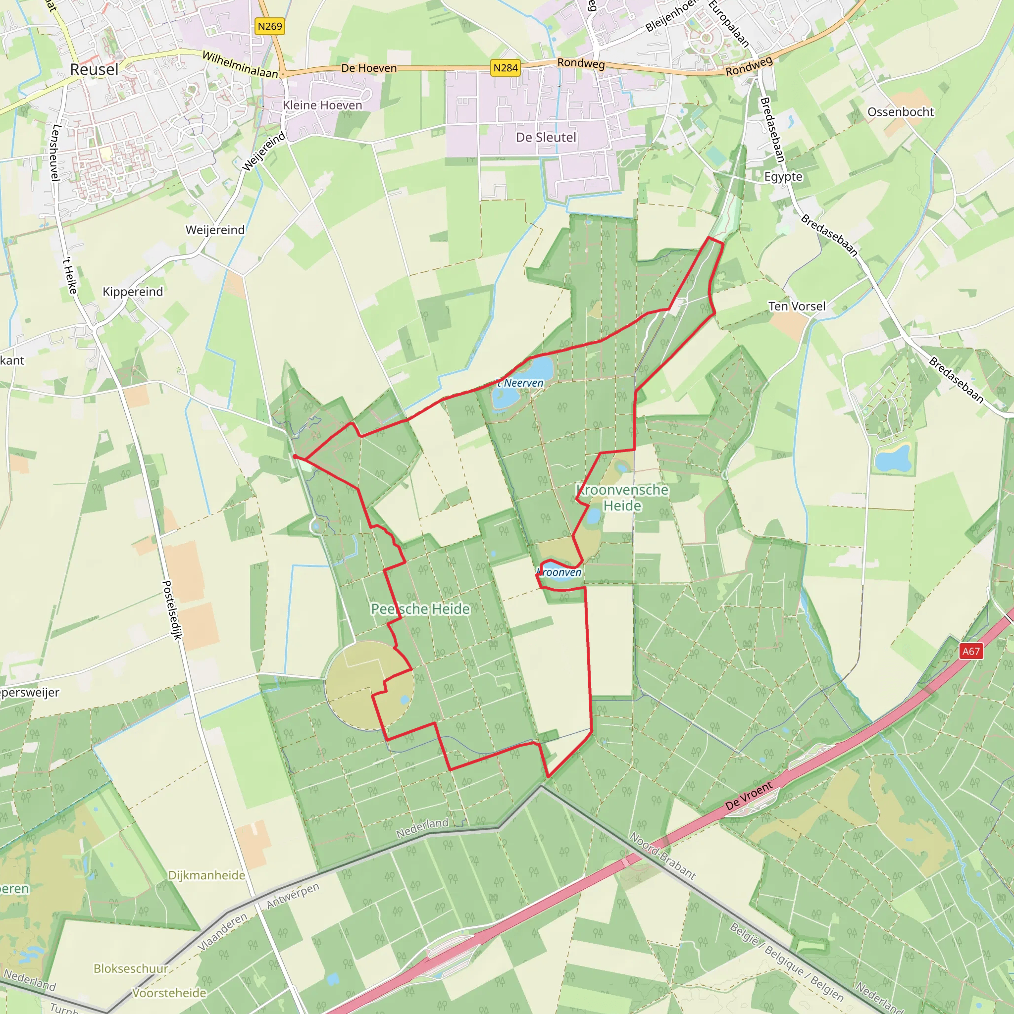 t Neerven, Kroonvensche Heide and Peelsche Heide Loop mobile static map
