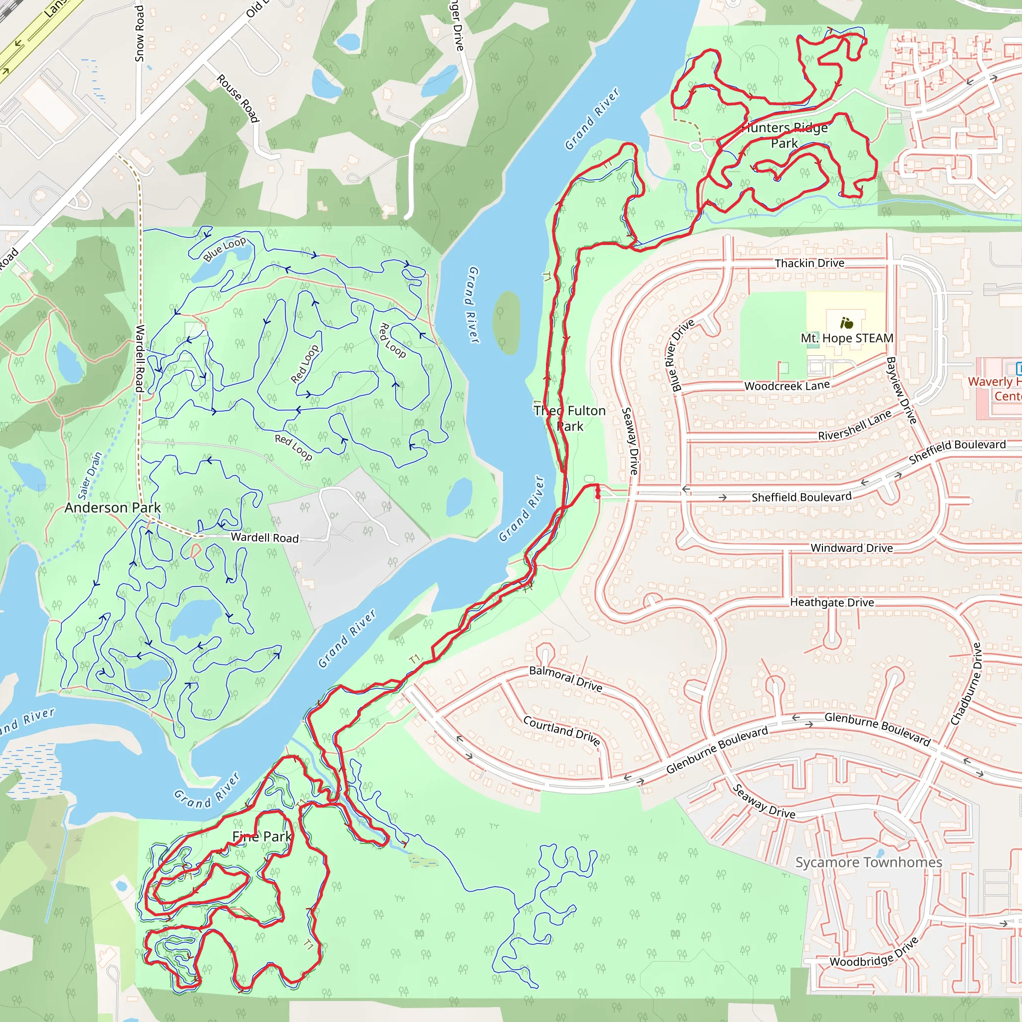 The Fulton Park, Hunters Ridge Park and Fine Park Loop mobile static map