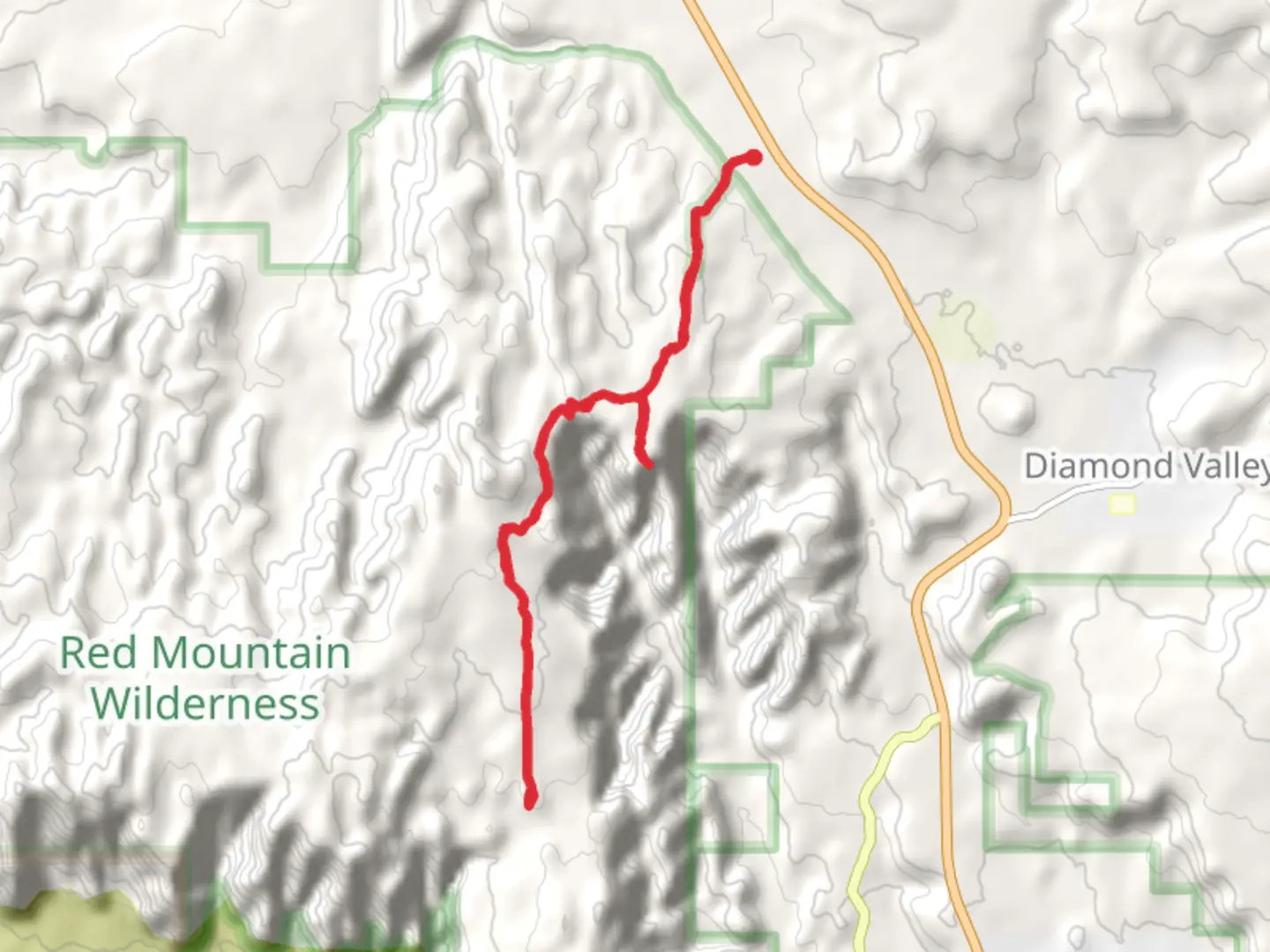 An image depicting the trail Red Mountain Trail and Snow Canyon Overlook Trail Out and Back and its surrounding area.