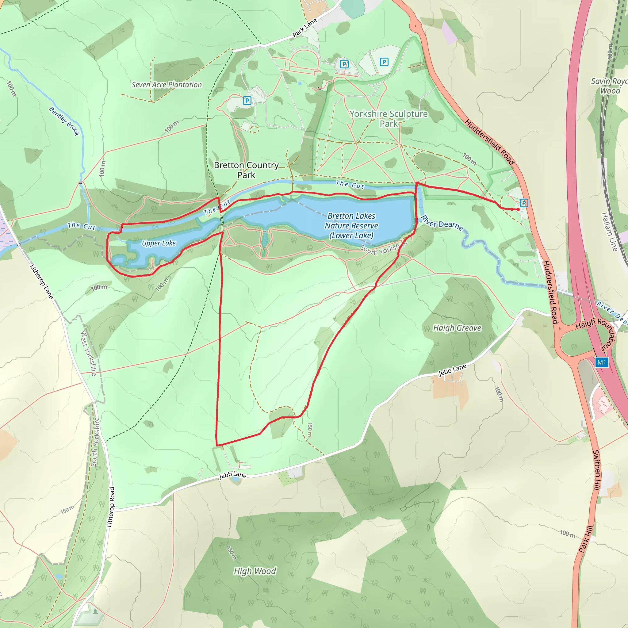 Bretton Lakes Nature Reserve and Upper Lake Loop mobile static map