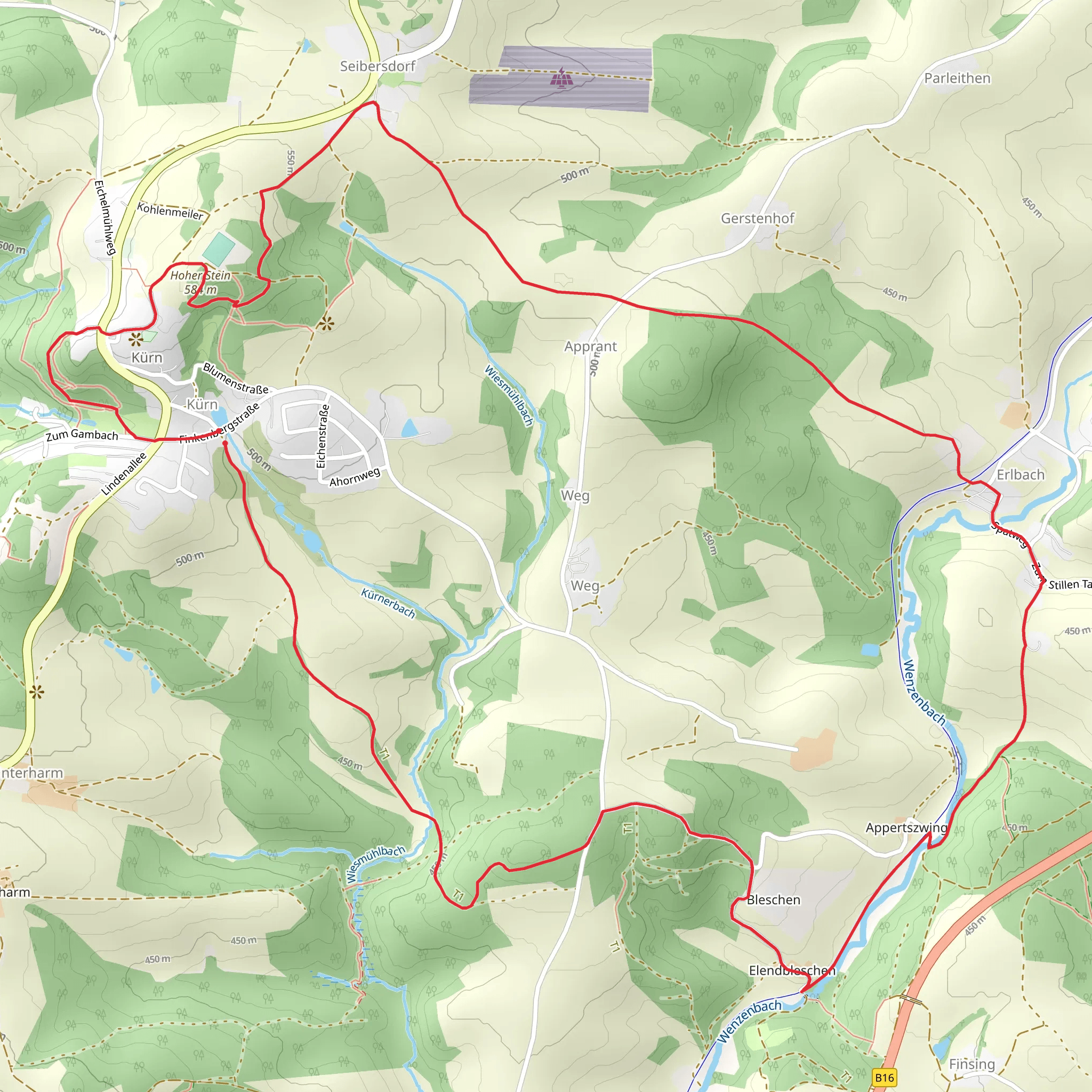 Schloß Kurn, Hoher Stein, Appertszwing and Kurn Loop mobile static map