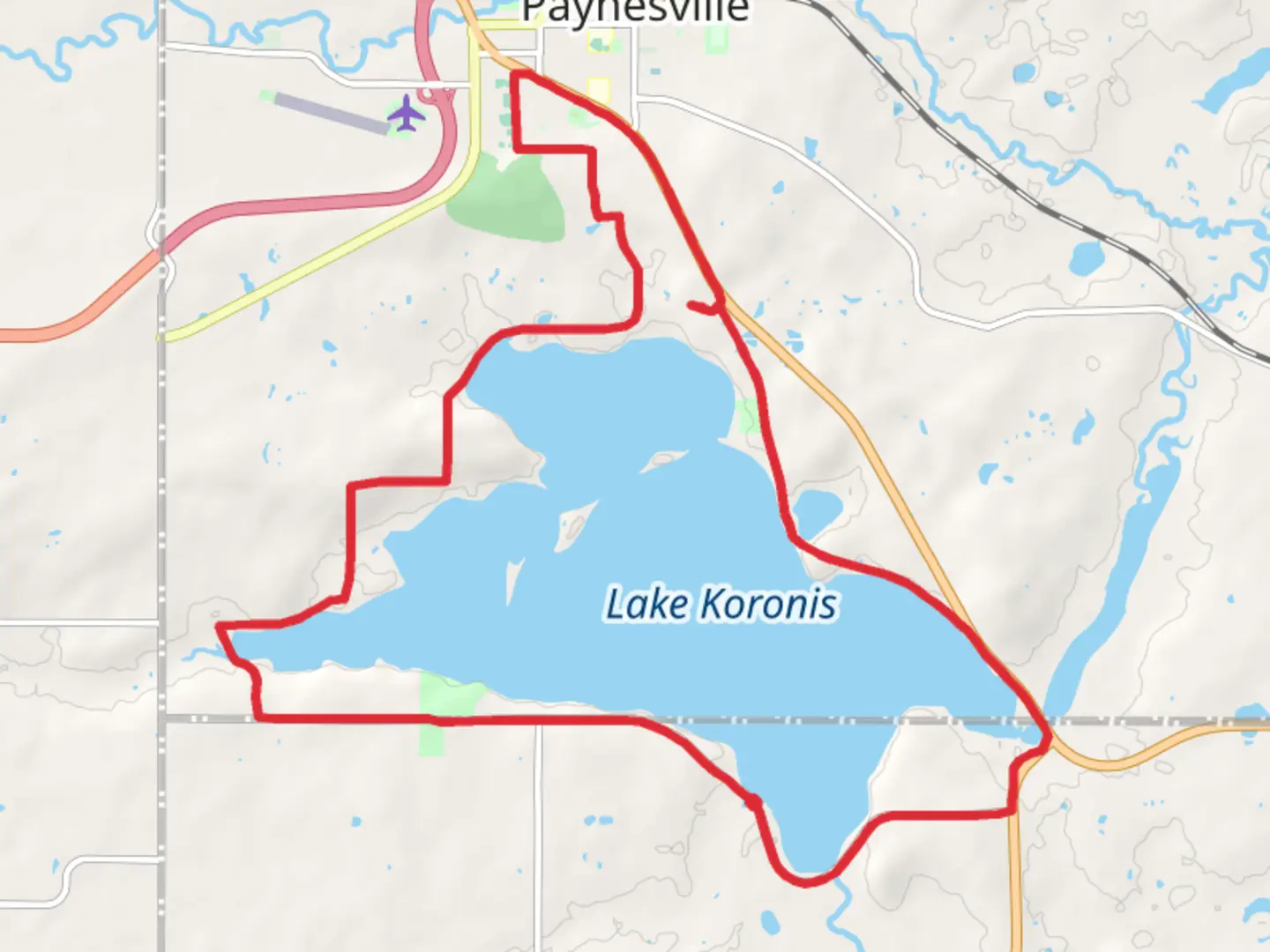 An image depicting the trail Lake Koronis Recreational Loop Trail and its surrounding area.