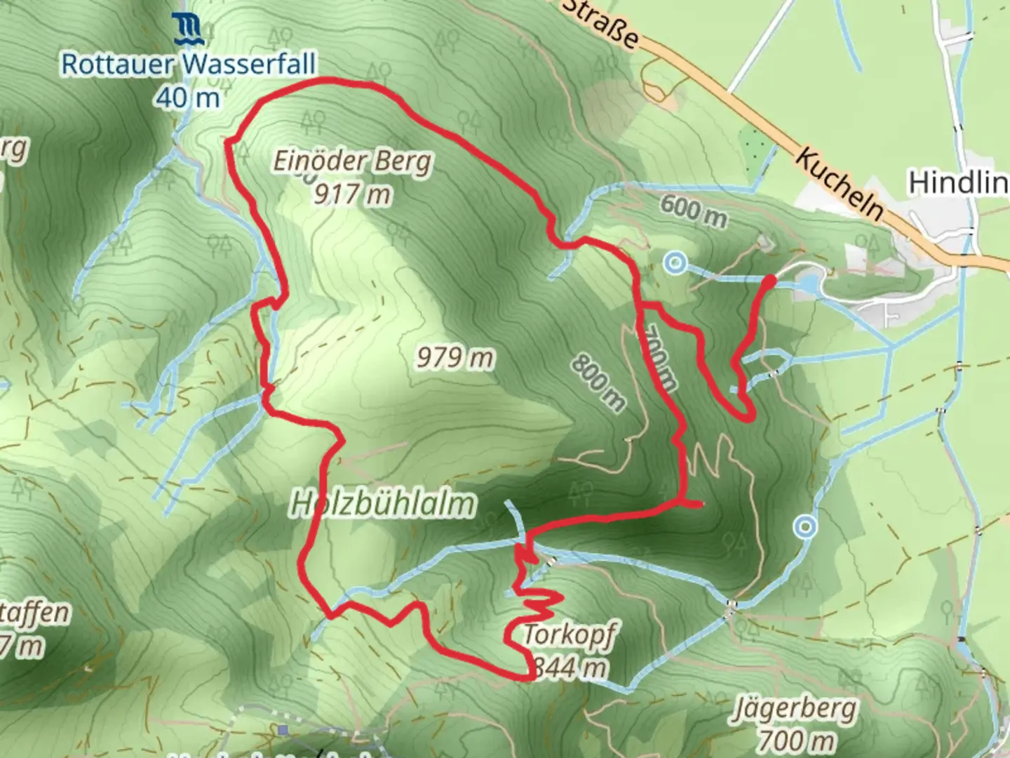 An image depicting the trail Zeppelinhöhe Loop via Genial Vital 1 and its surrounding area.