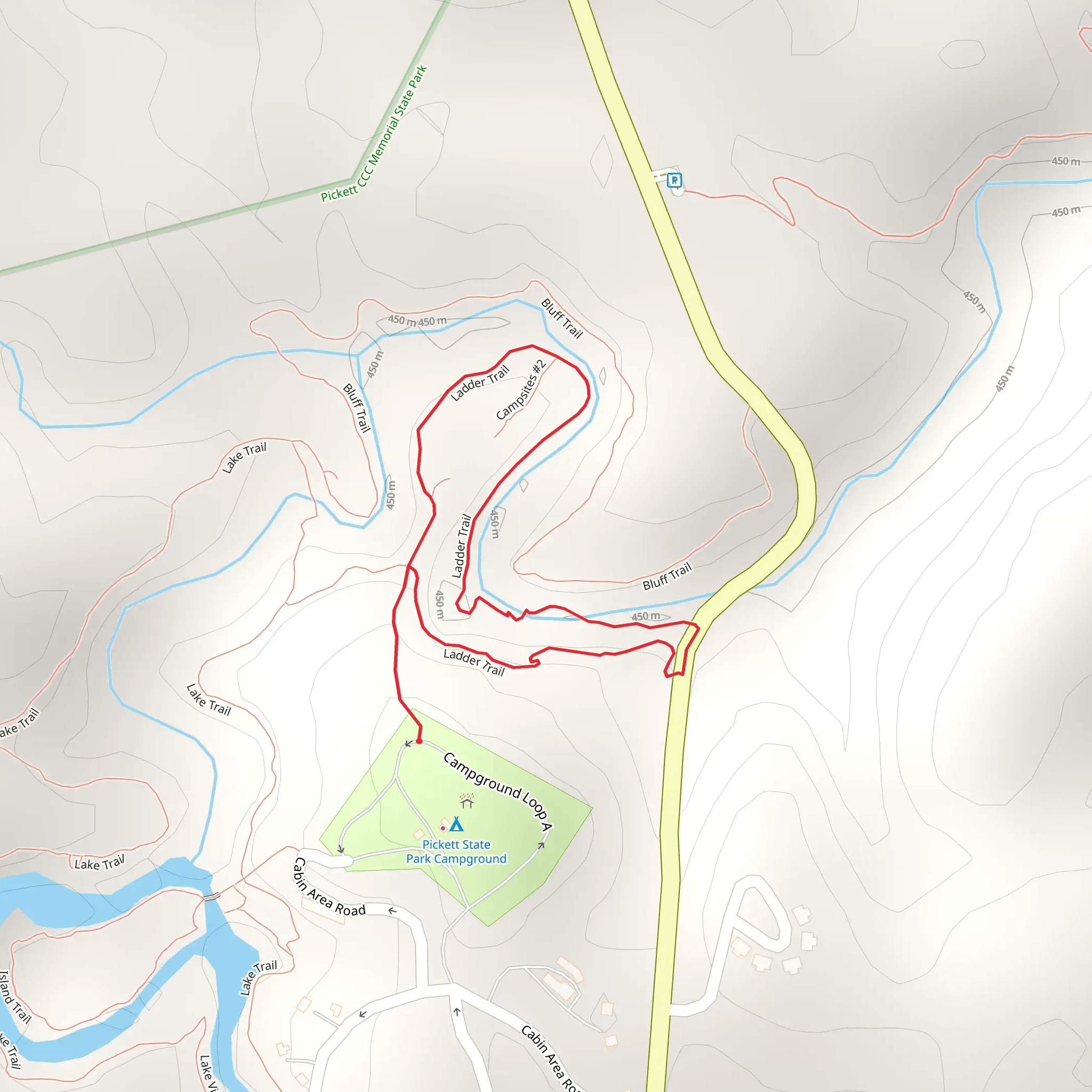 Pickett State Park - Ladder Trail mobile static map