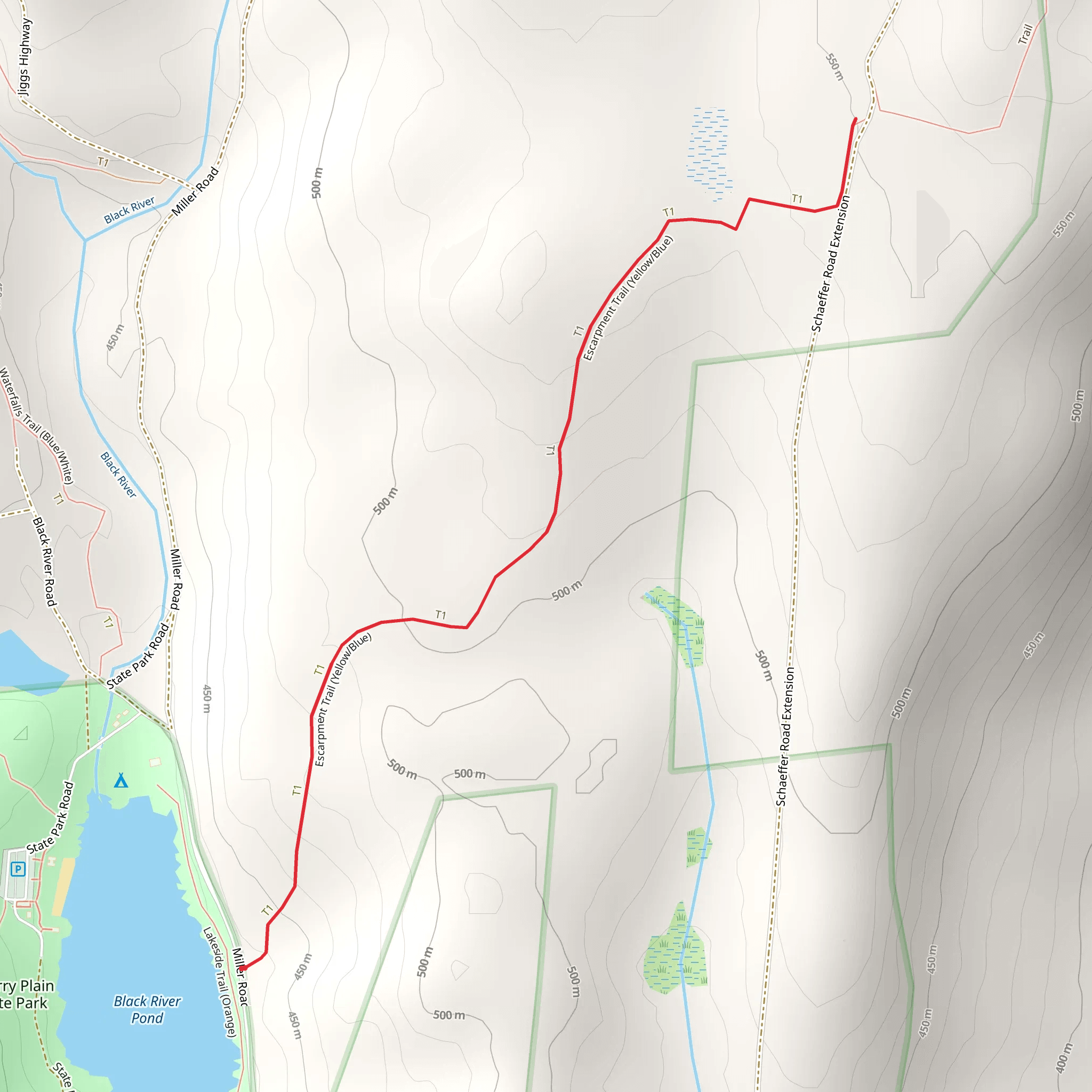 Escarpment Yellow-Blue Trail mobile static map