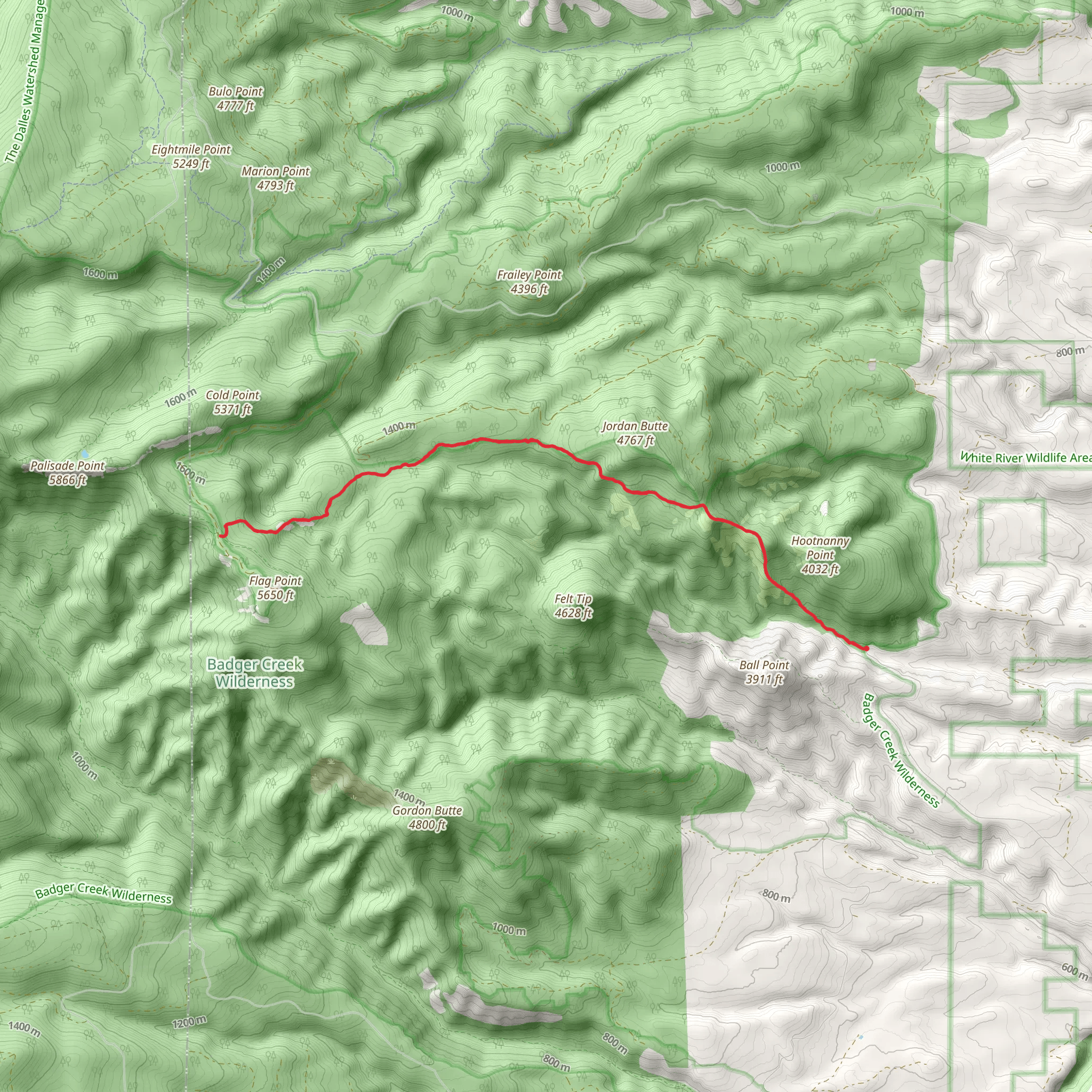 Tygh Creek Trail mobile static map