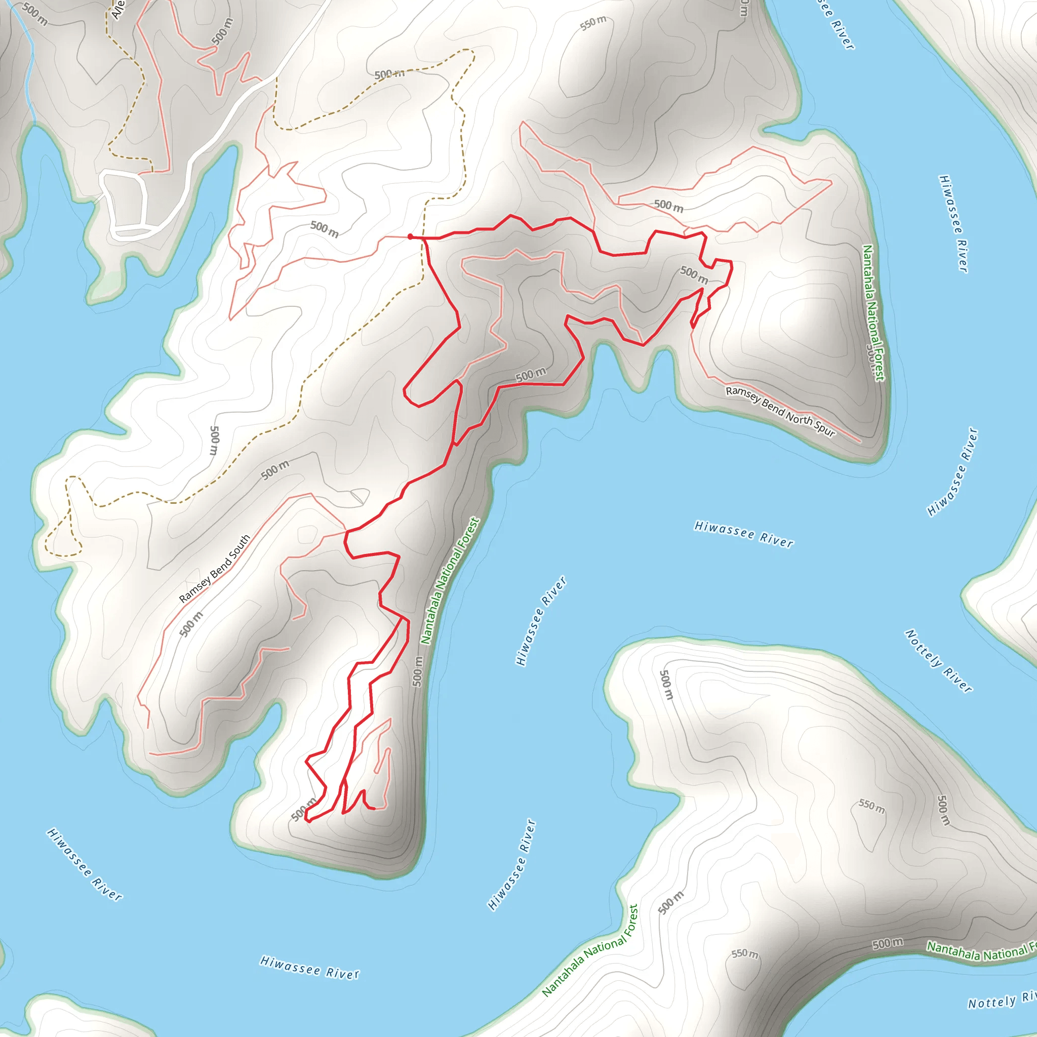 Notteley River Connector and Ramsey Bend South A Loop mobile static map