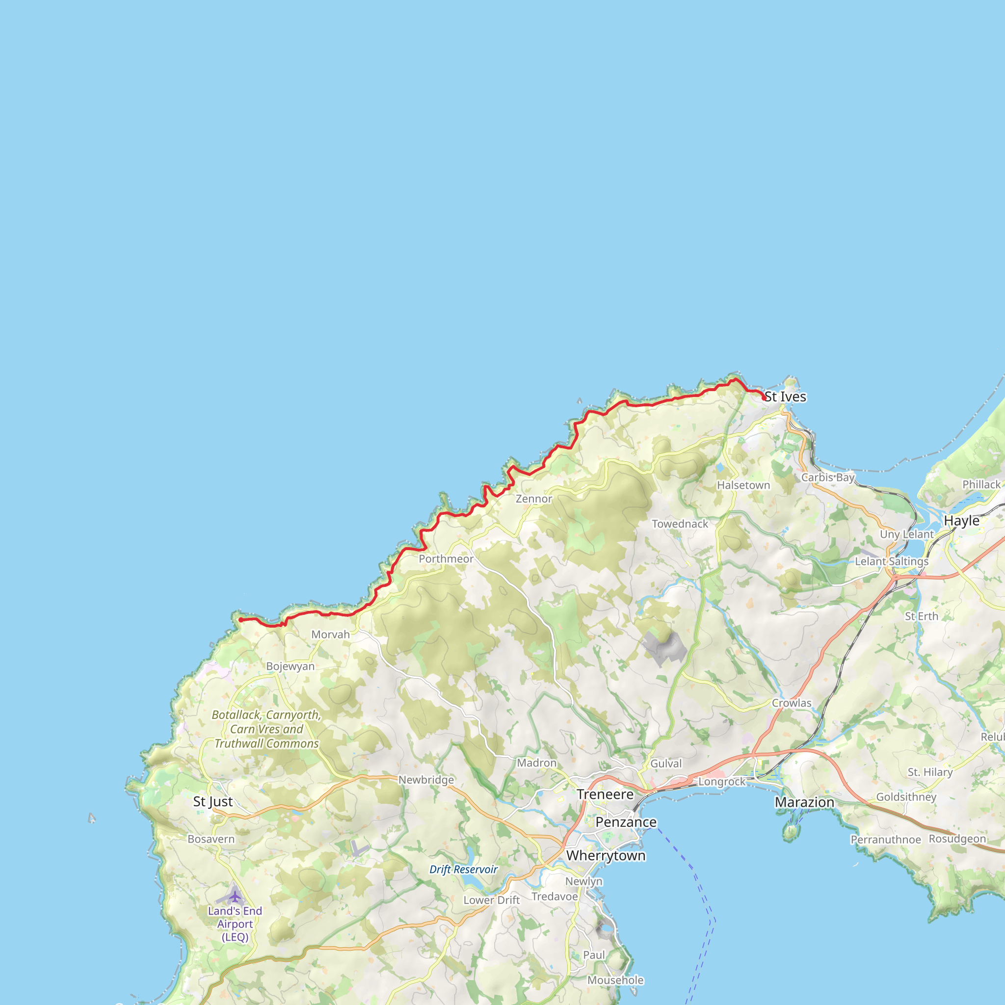 St Ives to Pendeen Walk mobile static map