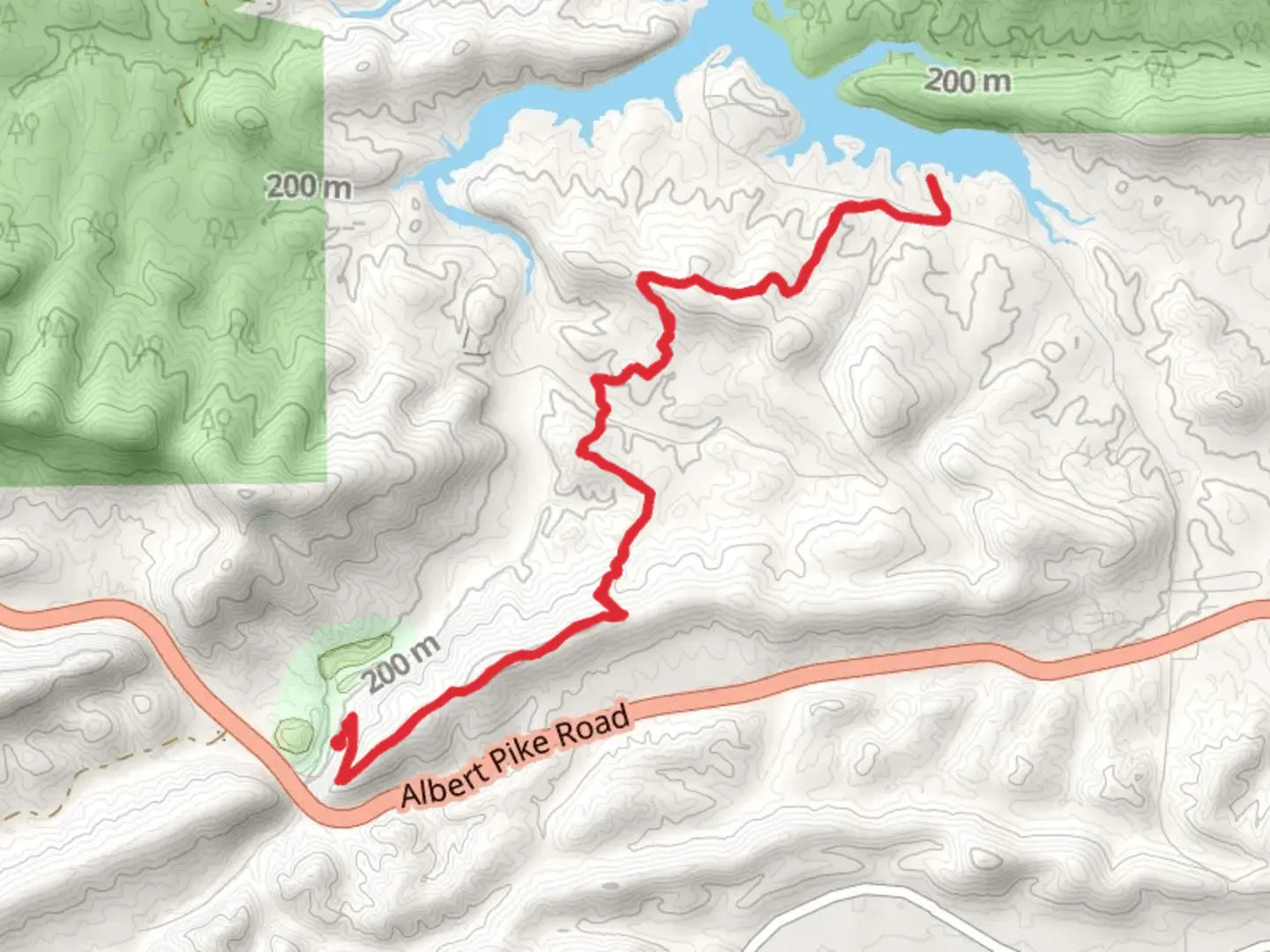An image depicting the trail Lake Ouachita Vista Trail via Charlton Trail and its surrounding area.