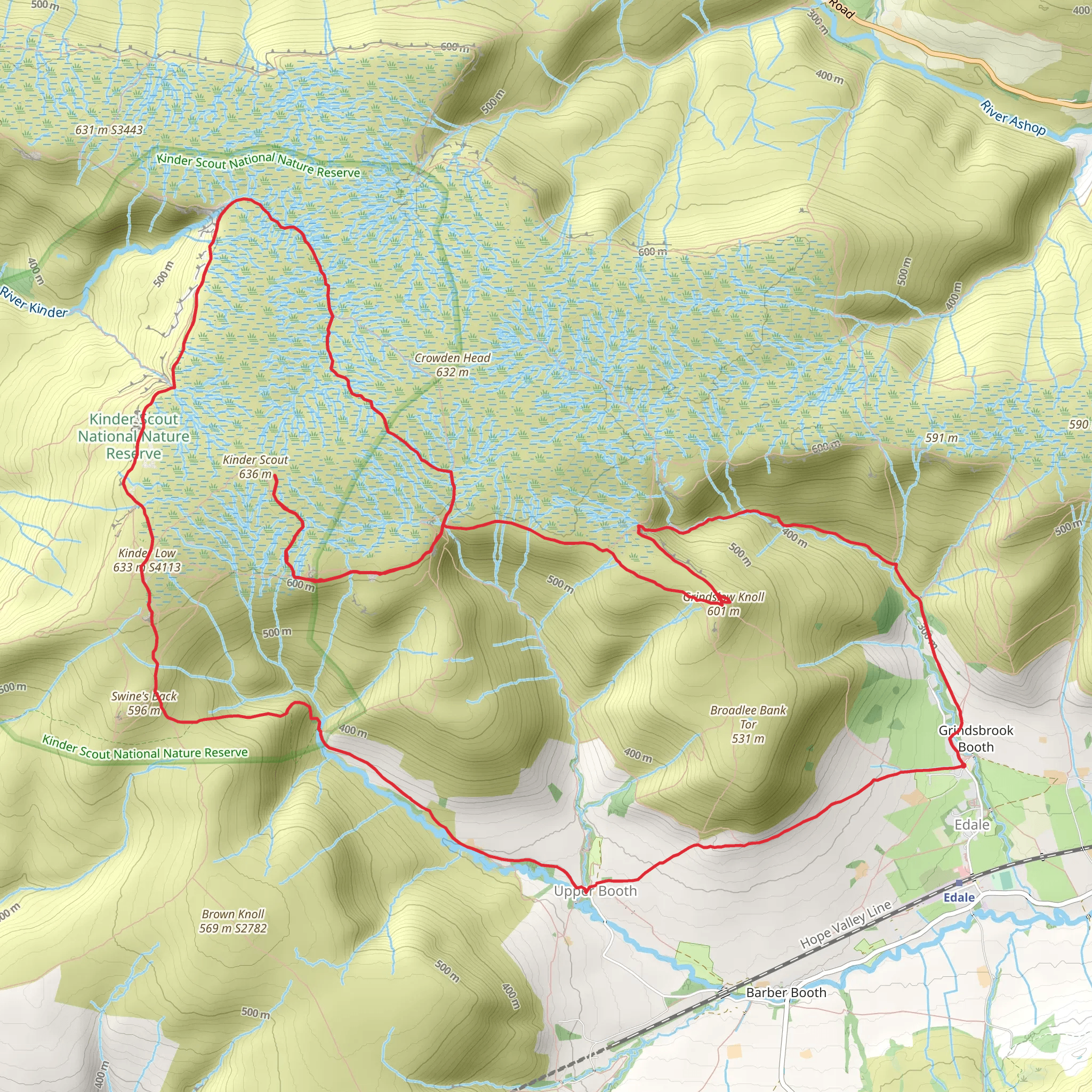 Kinder Scout Circular Walk mobile static map