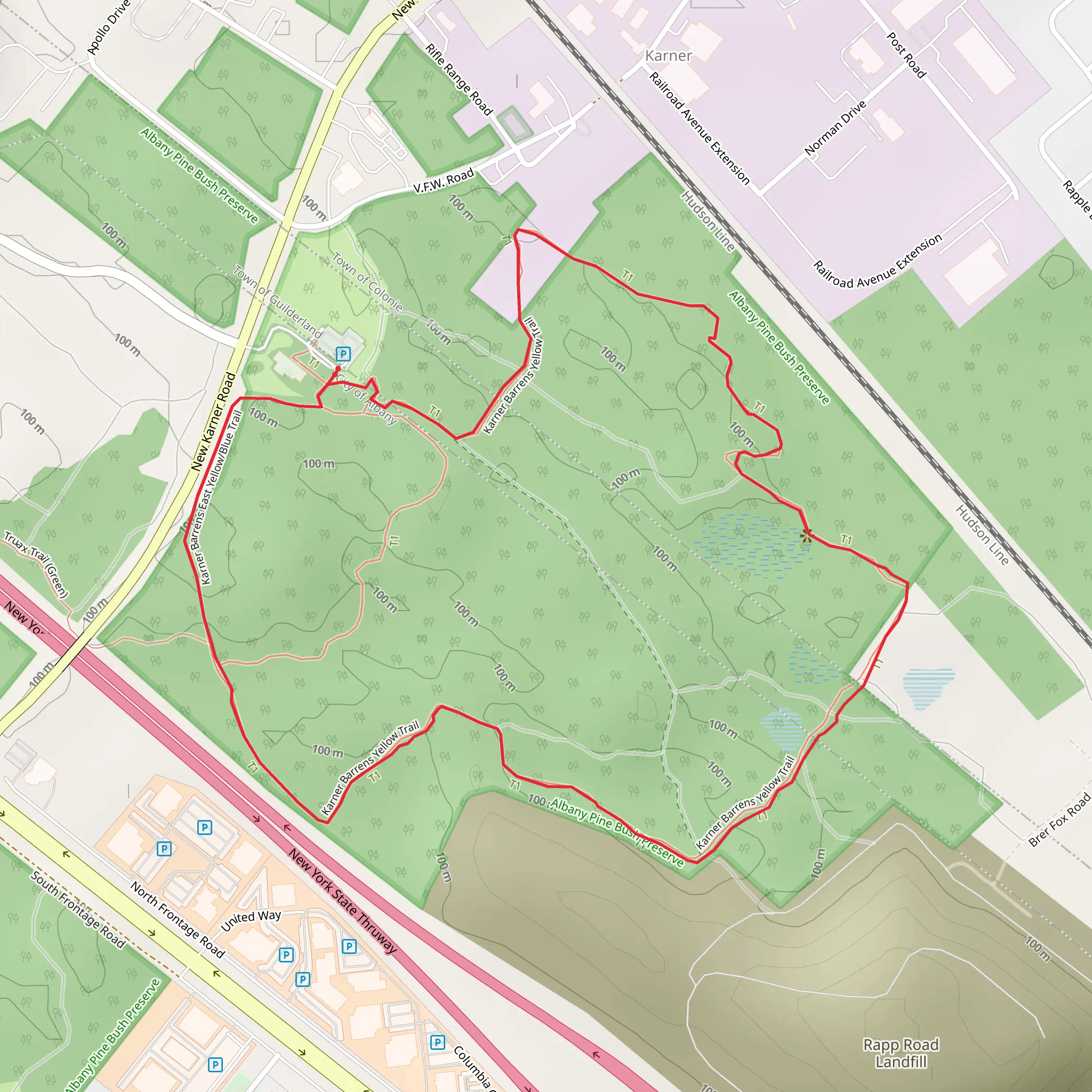 Karner Barrens Yellow Trail mobile static map