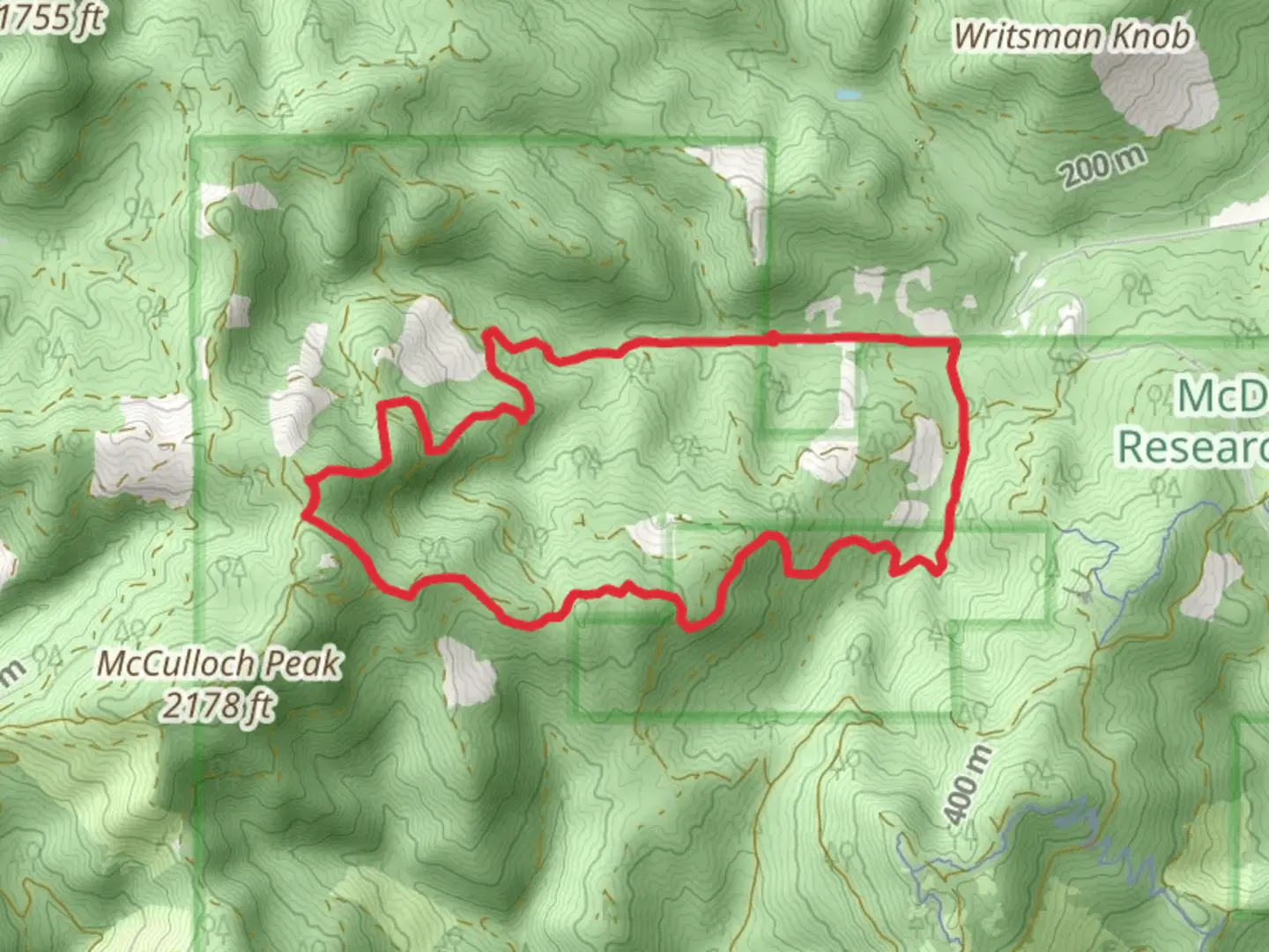 An image depicting the trail Soap Creek Loop and its surrounding area.
