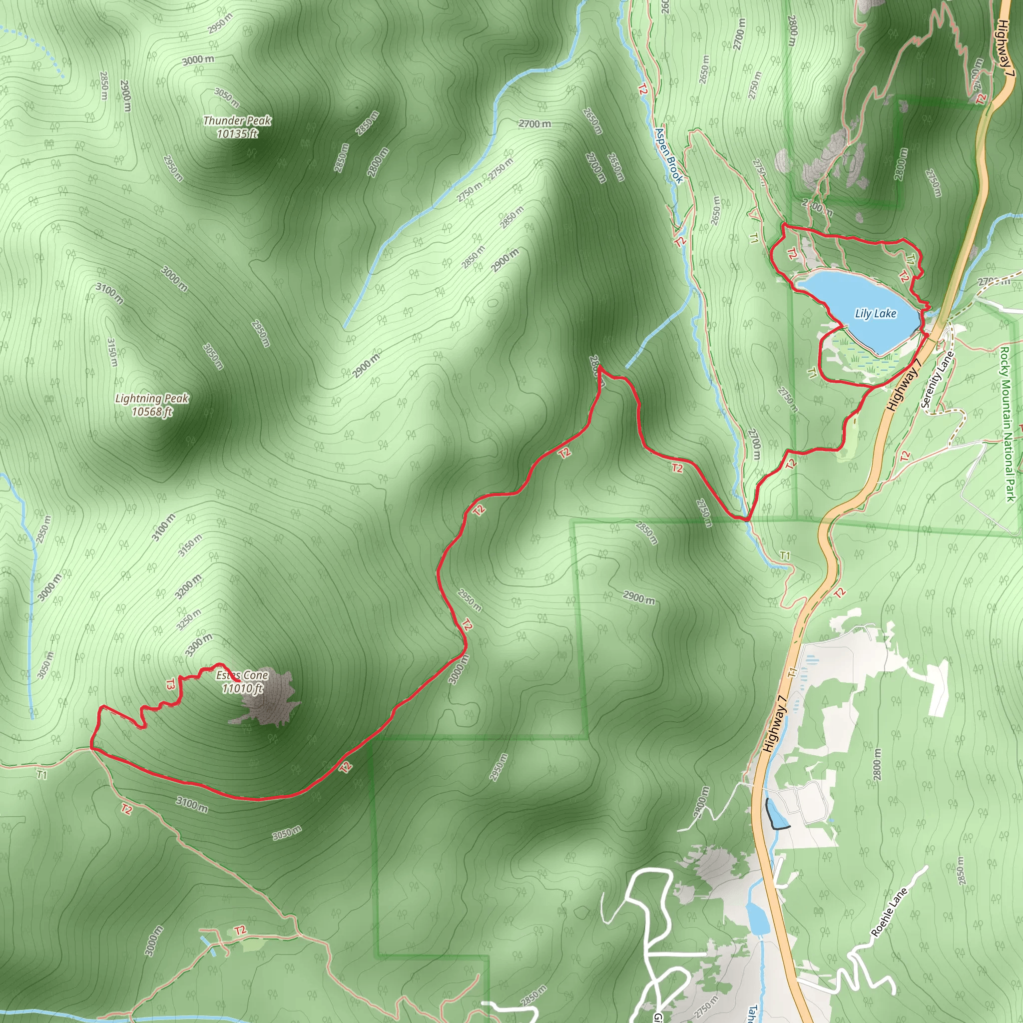 Estes Cone from Lily Lake mobile static map
