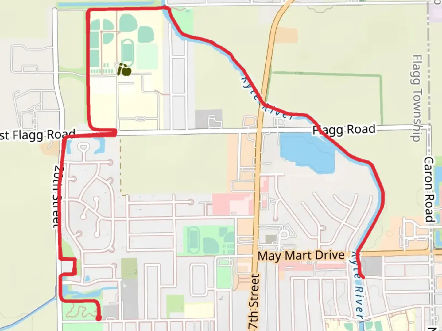 An image depicting the trail Atwood Park and Four Sisters Walk Path and its surrounding area.