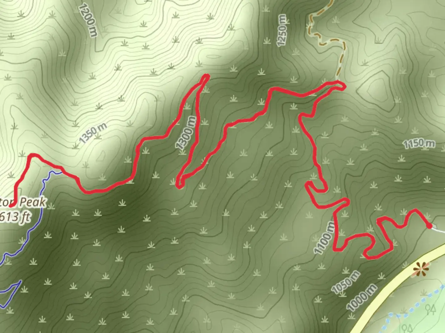 An image depicting the trail Morton Peak via Santa Ana River Trail and its surrounding area.