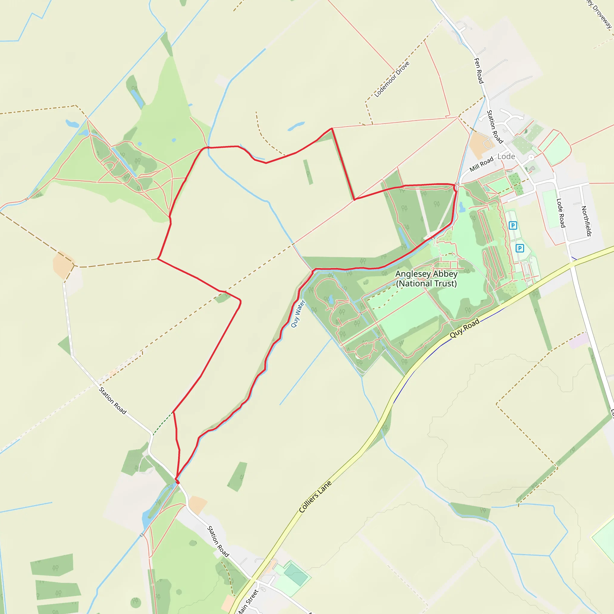 Stow cum Quy Fen and Anglesey Abbey Loop mobile static map