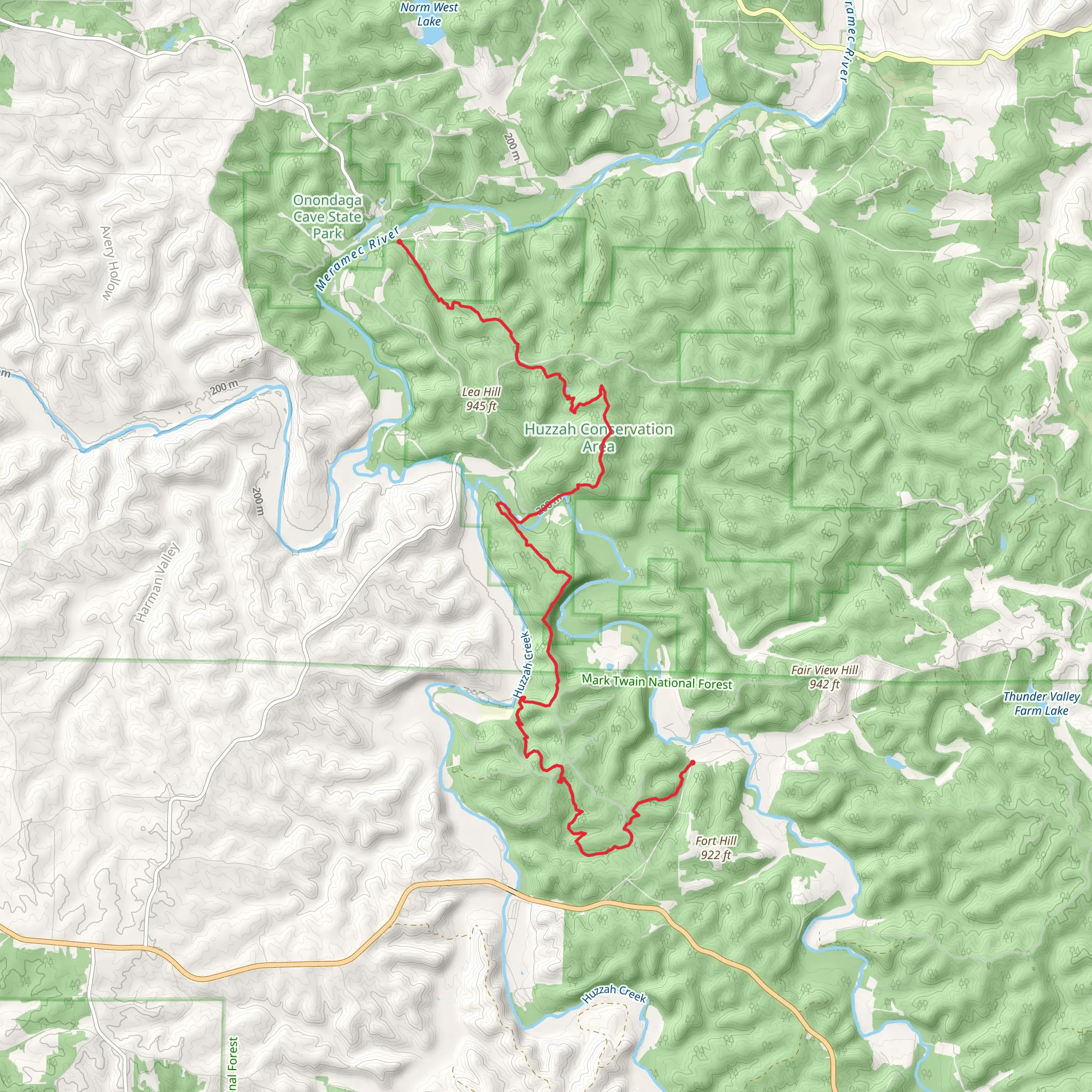 Courtois Creek via Ozark Trail mobile static map