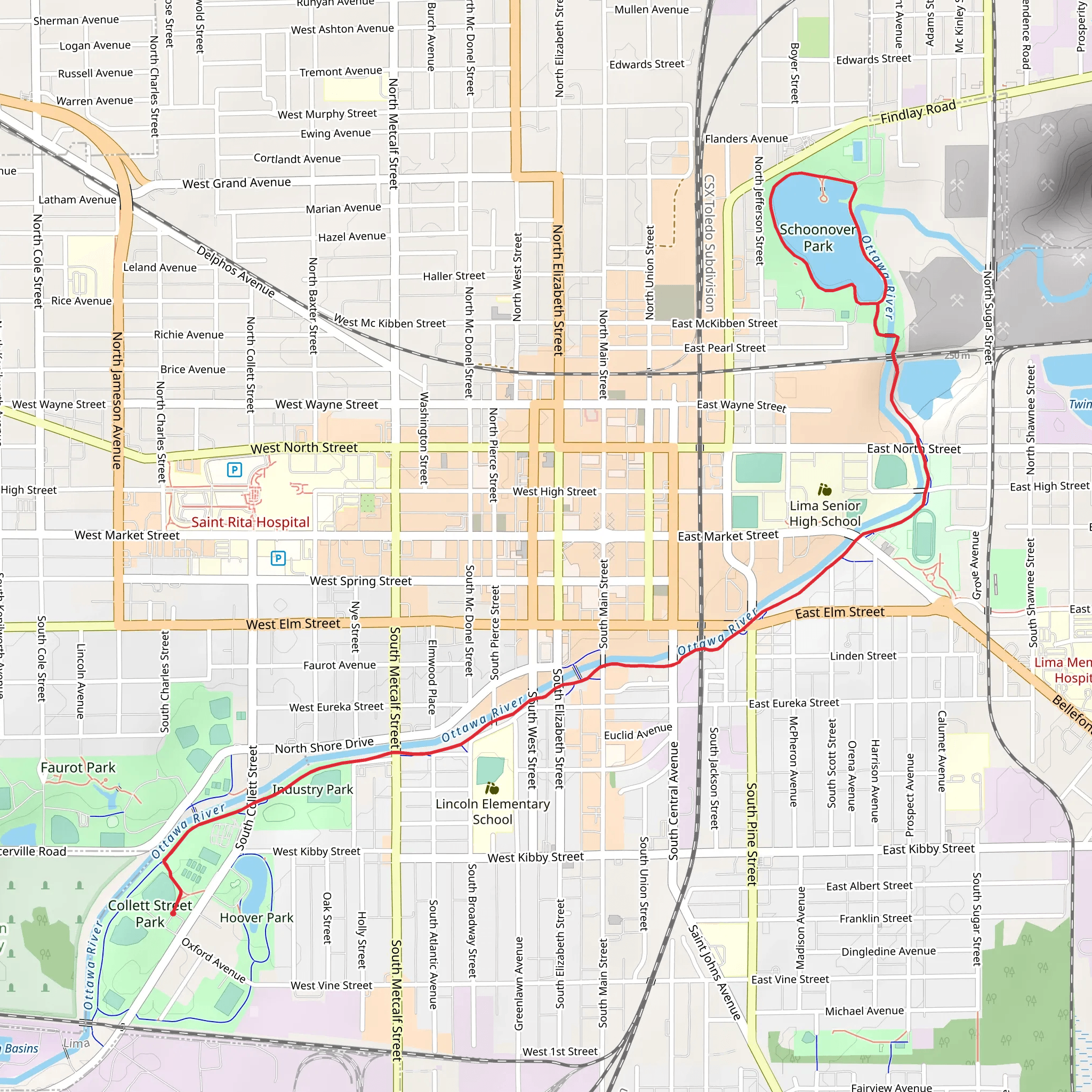 Schoonover Lake Loop via Rotary Riverwalk mobile static map