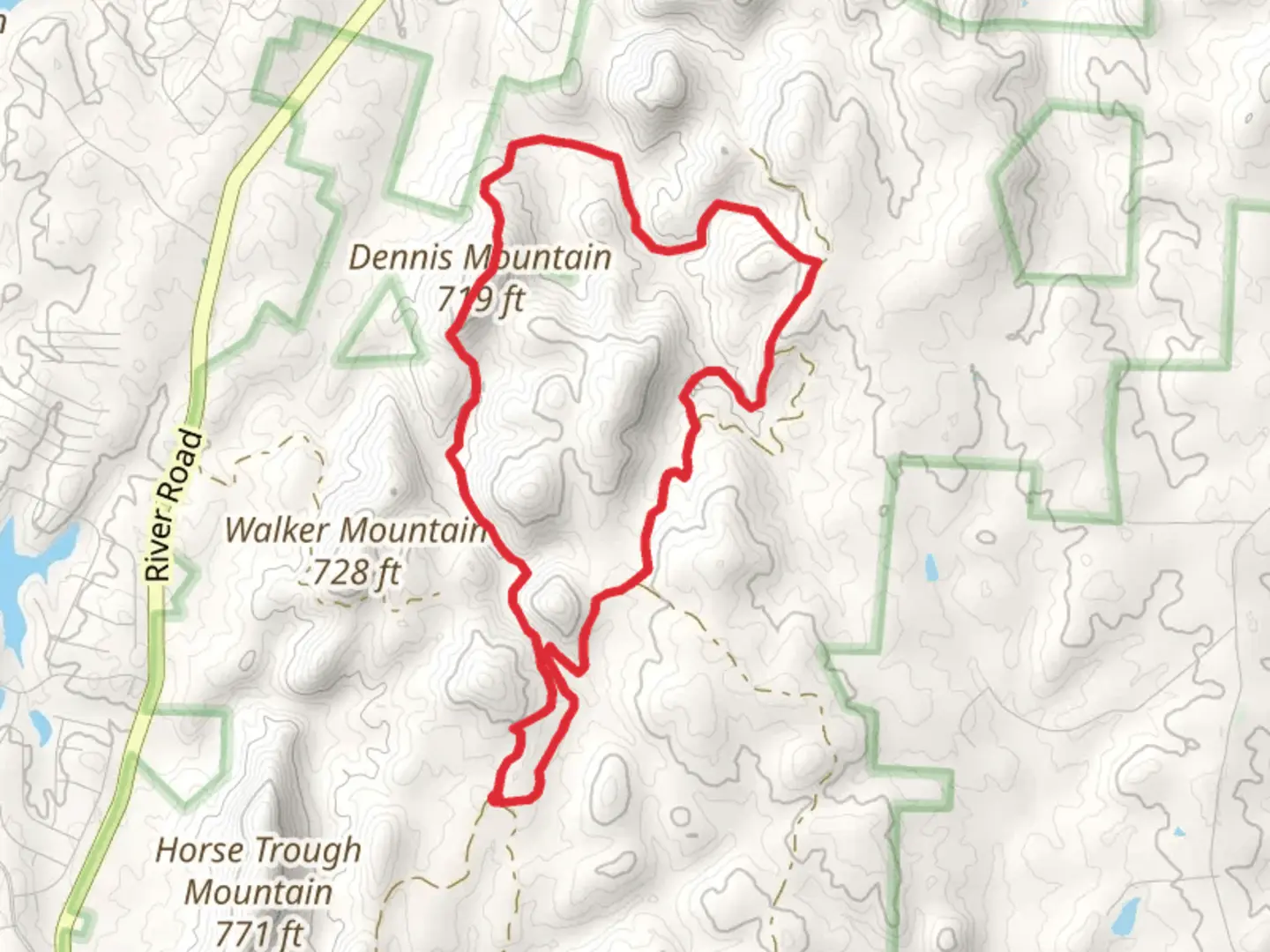 An image depicting the trail Dennis Mountain Loop and its surrounding area.
