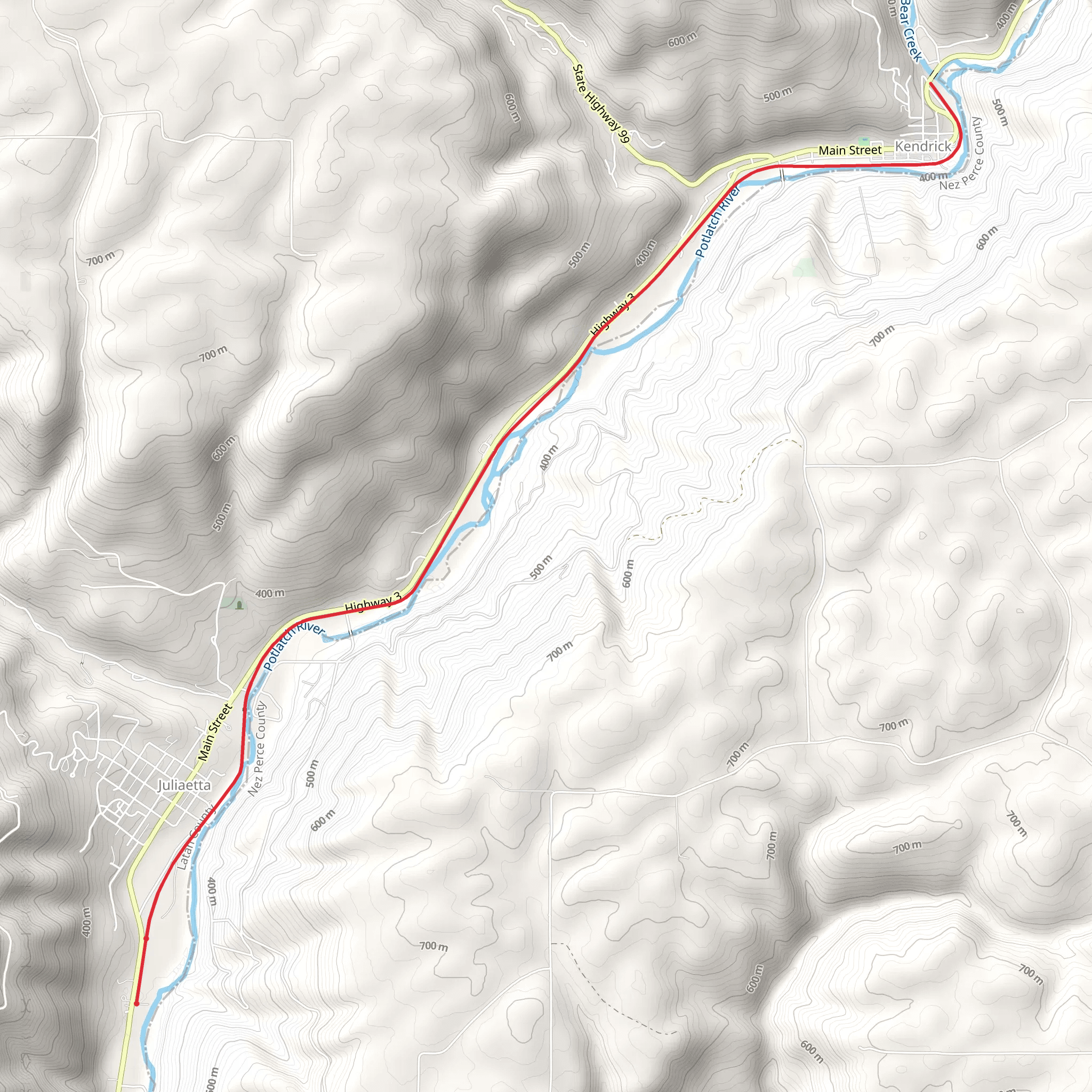 Walk along Potlatch River mobile static map