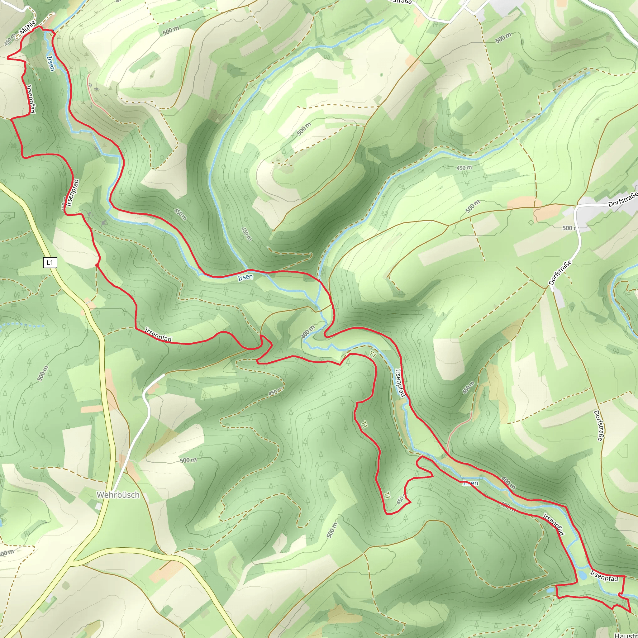 River Irsen Streamside Loop from Wehrbusch mobile static map