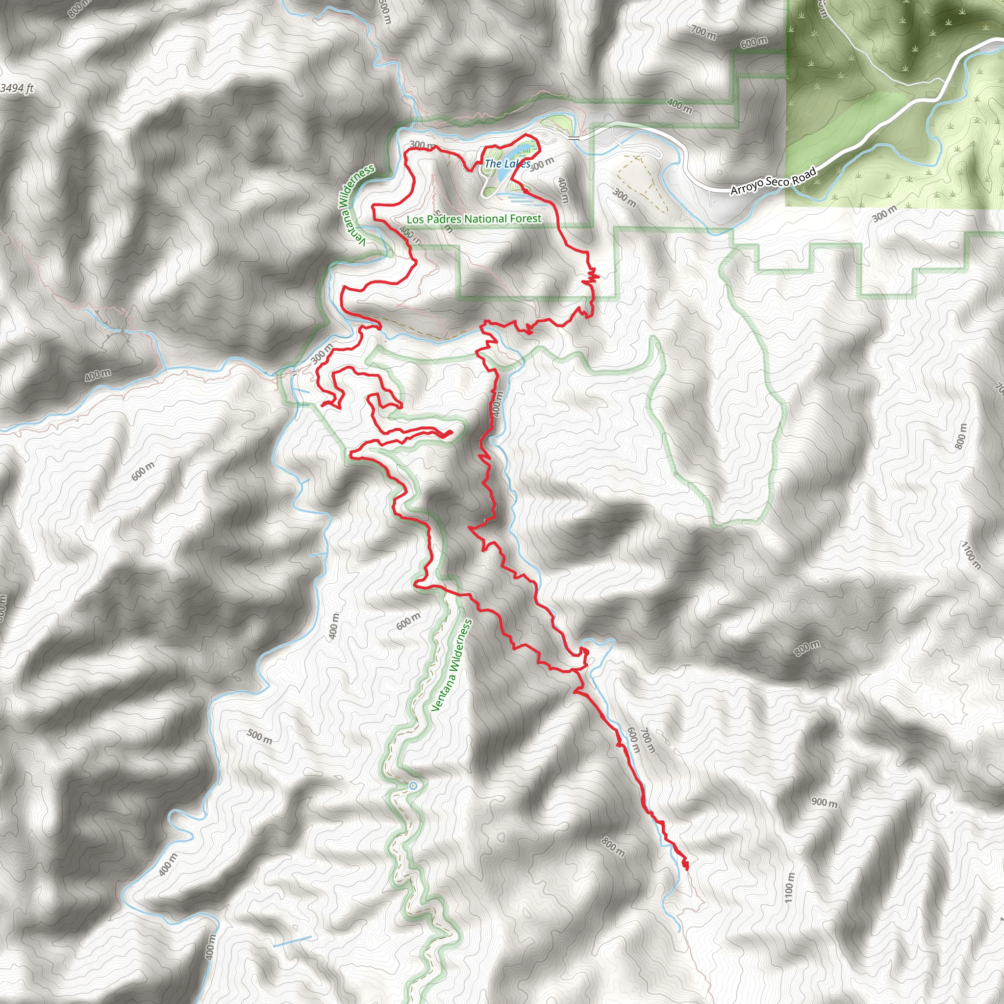 The Lakes, Santa Lucia and Indians Road Loop Trail mobile static map