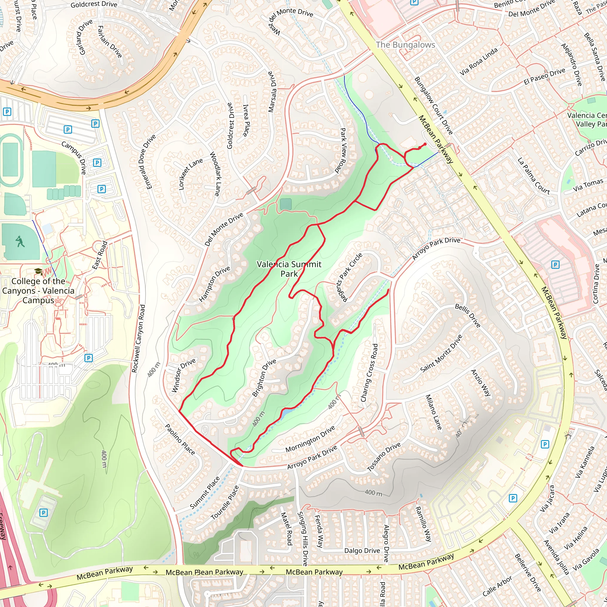 Valencia Summit Park Loop mobile static map