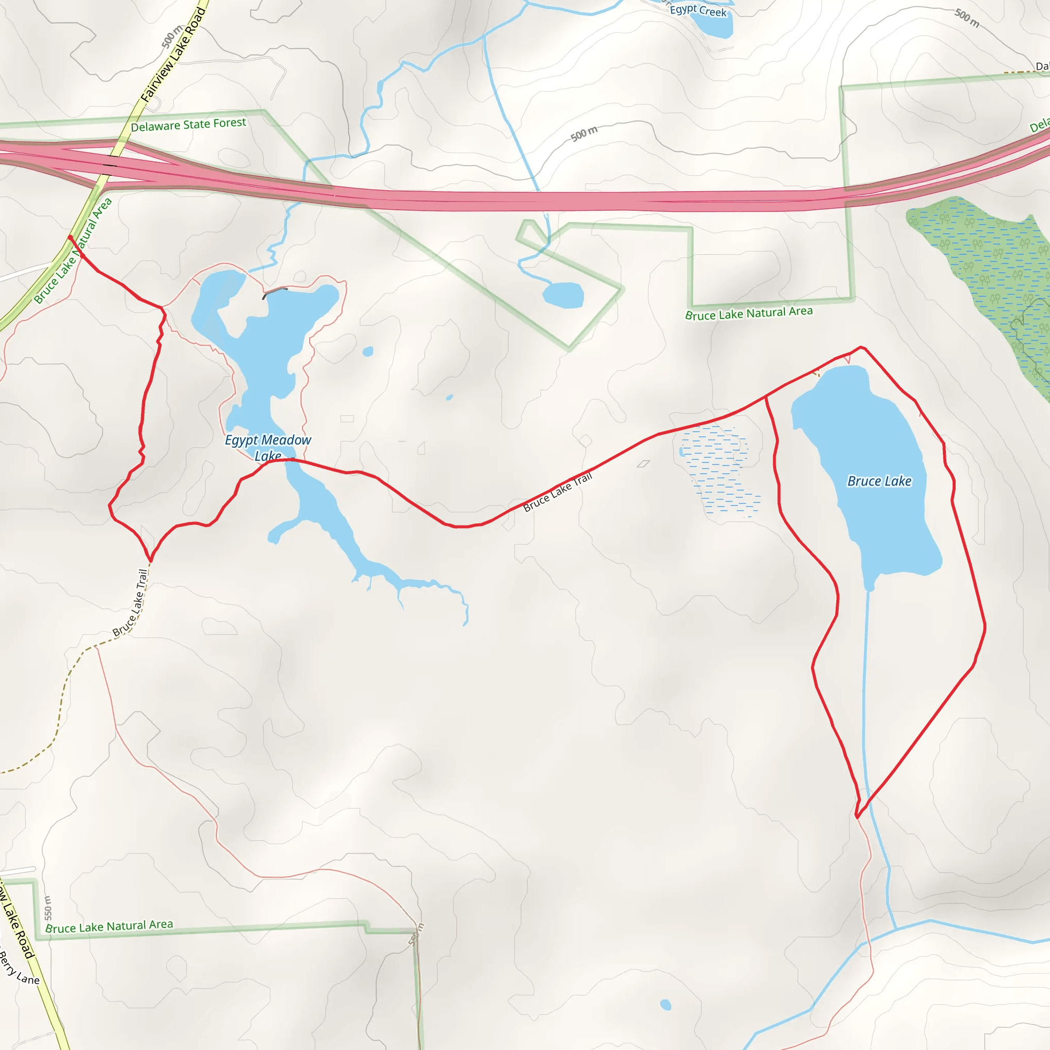 Egypt Meadow Lake and Bruce Lake Loop mobile static map