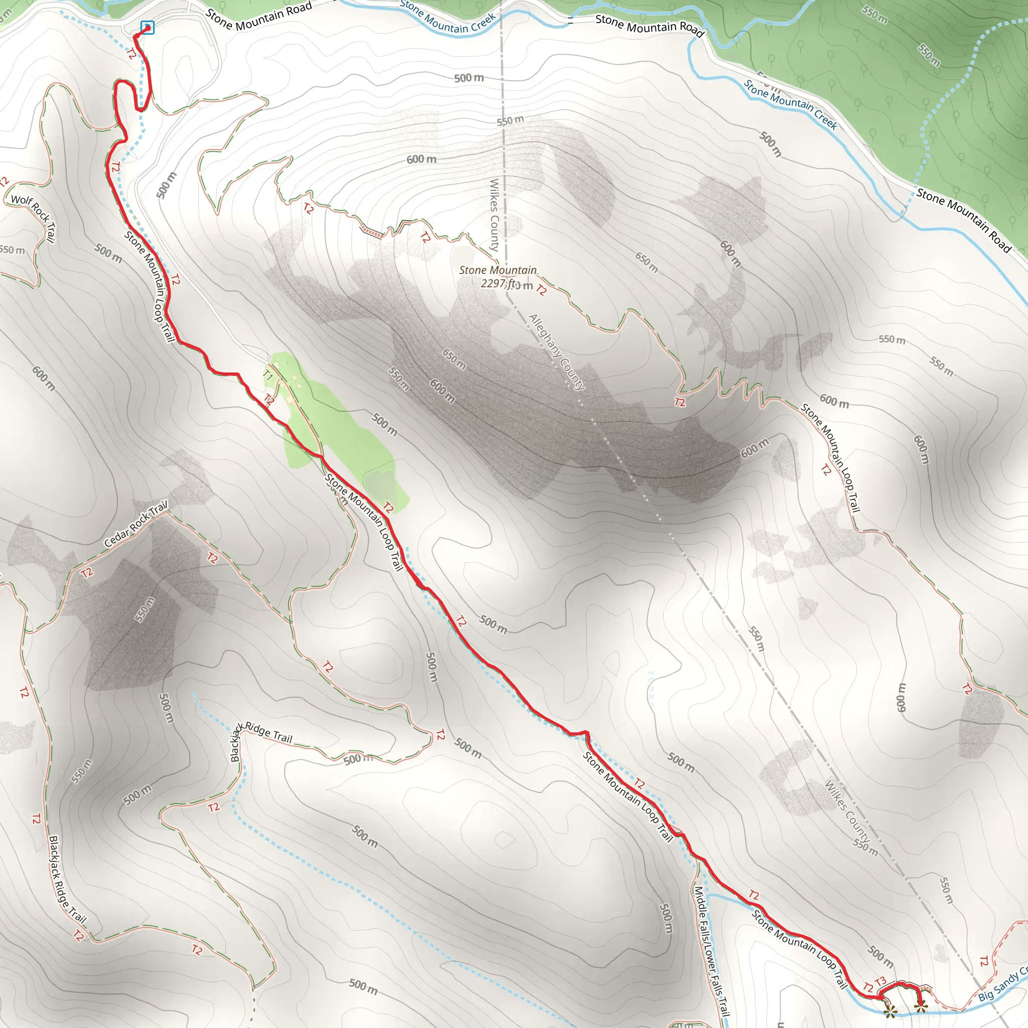 Big Sandy Creek via Stone Mountain Loop Trail mobile static map