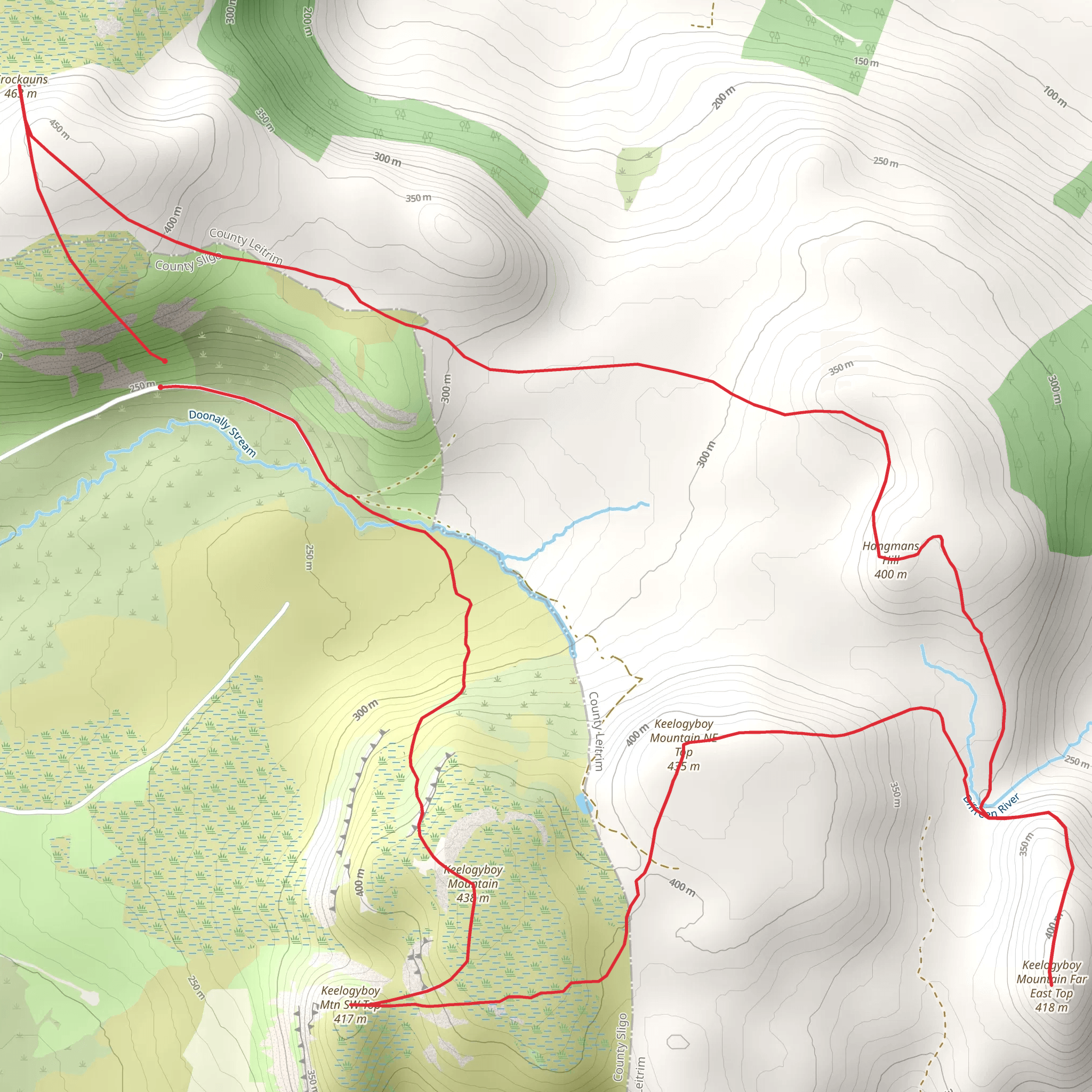 Keelogyboys, Hangmans Hill and Crockauns Mountain mobile static map