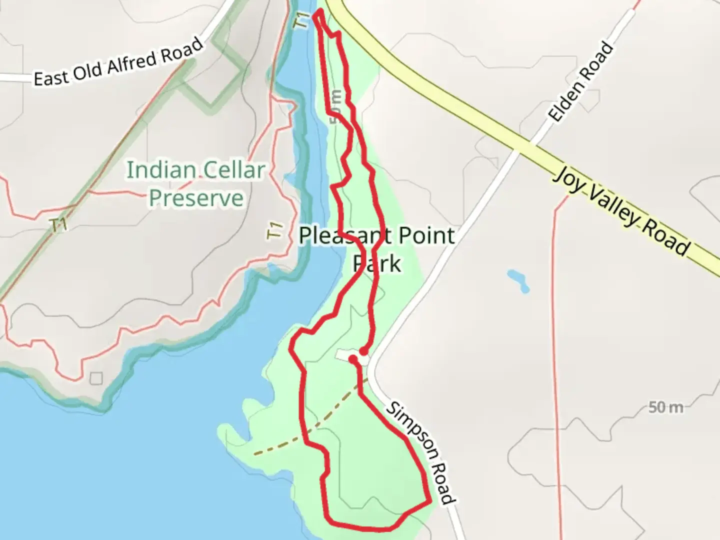 An image depicting the trail Saco River Loop and its surrounding area.