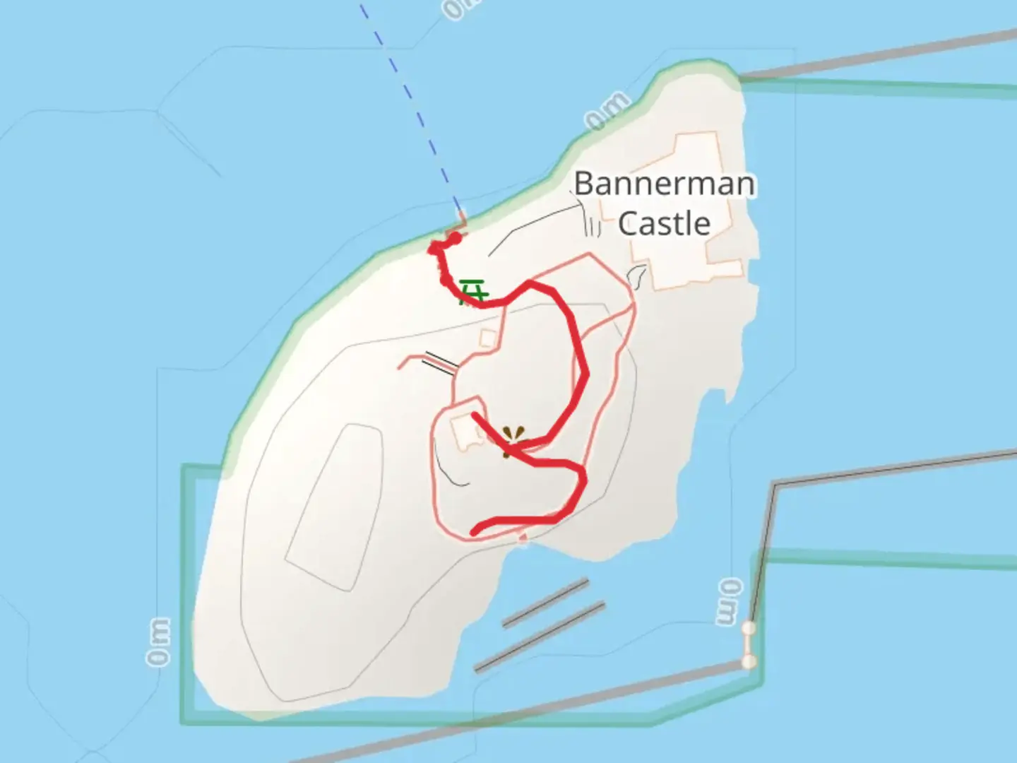 An image depicting the trail Pollepel Island and its surrounding area.