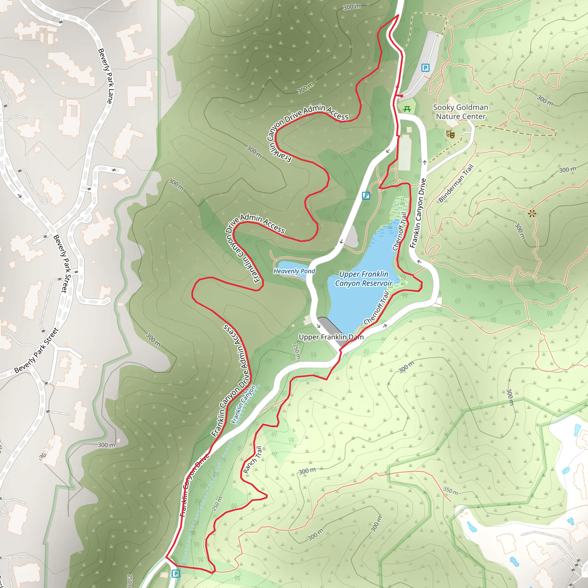 Upper Franklin Canyon Reservoir Loop mobile static map