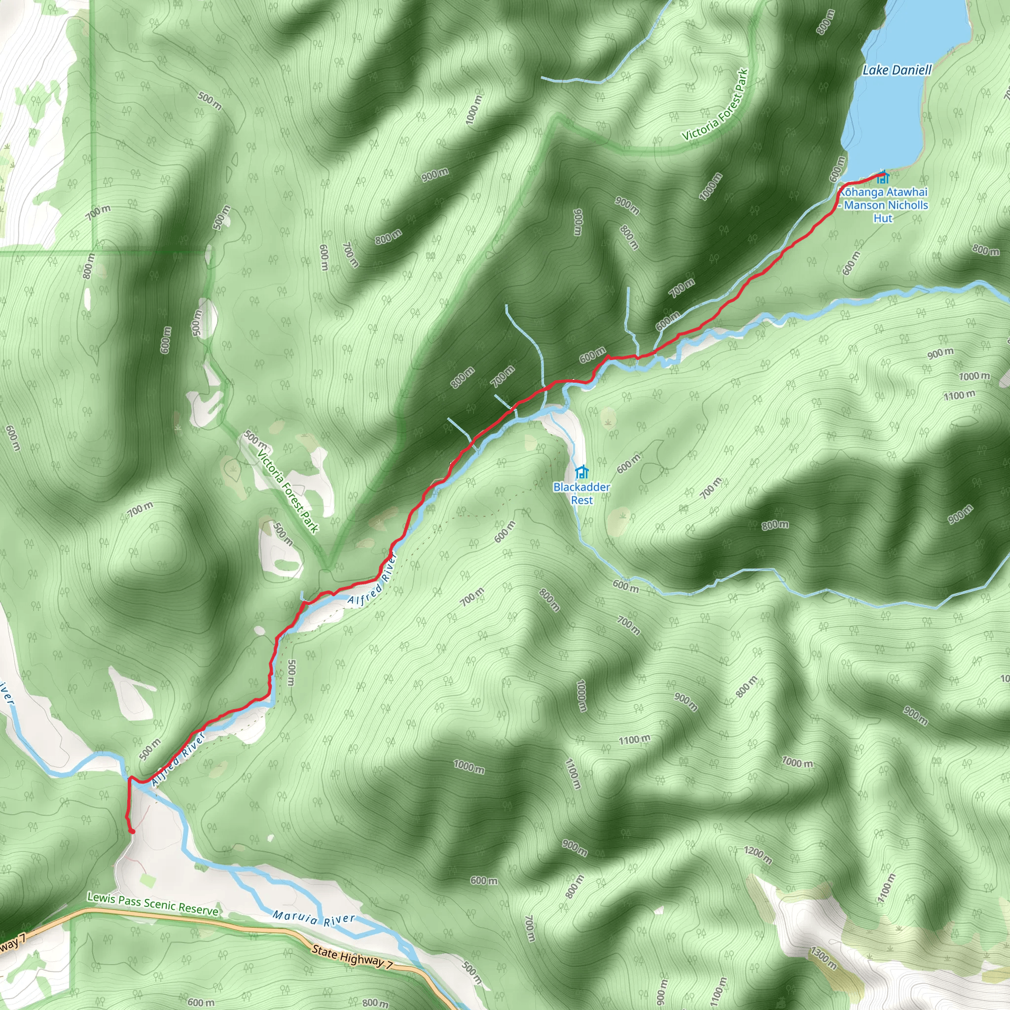 Lake Daniell Track mobile static map