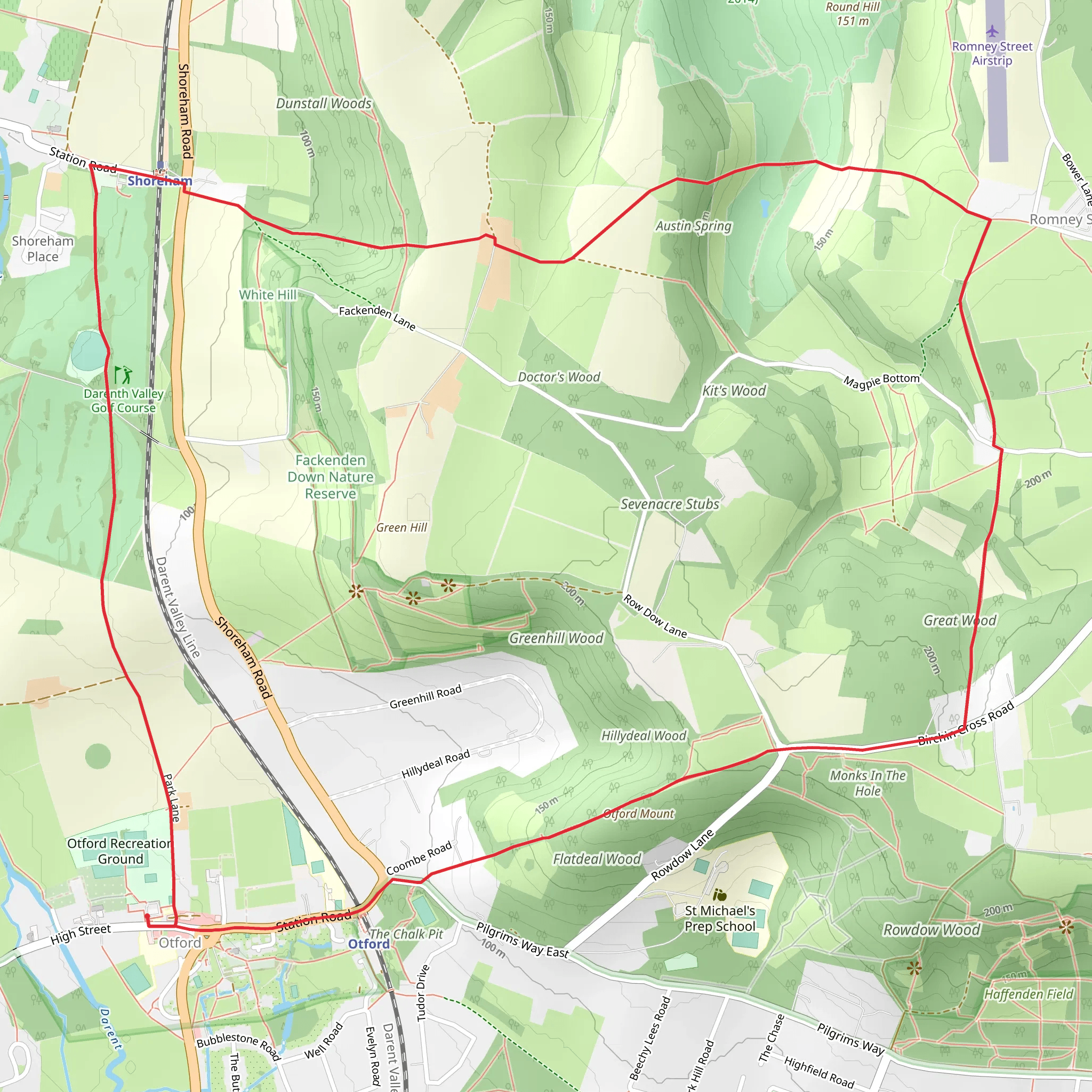 Otford Loop mobile static map