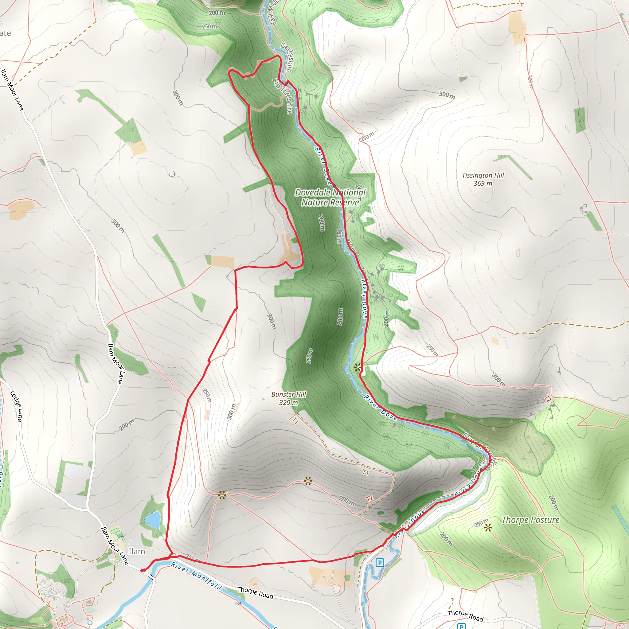 Ilam - Bunster Hill - Dovedale Wood and Dove Dale mobile static map