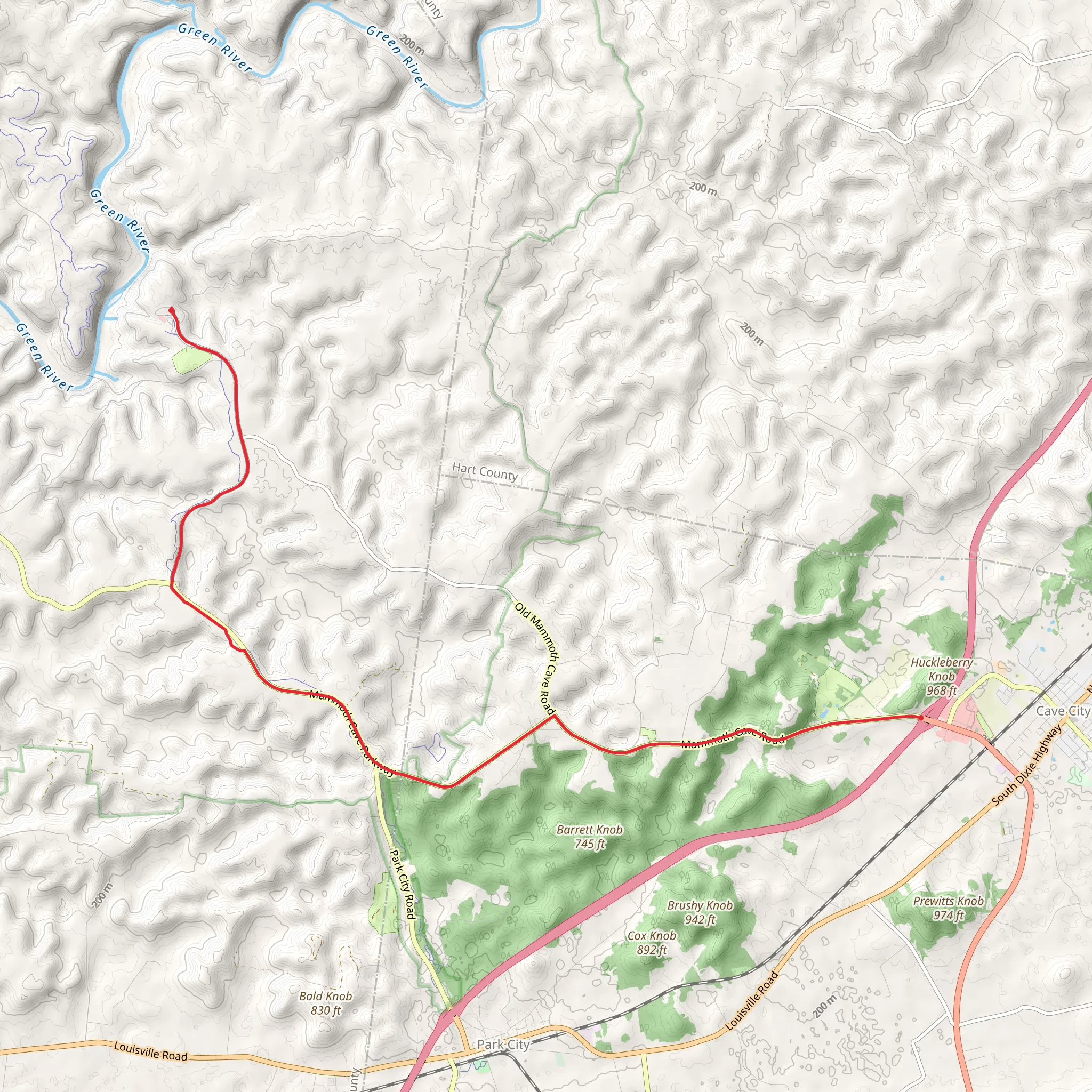 Mammoth Cave Road mobile static map