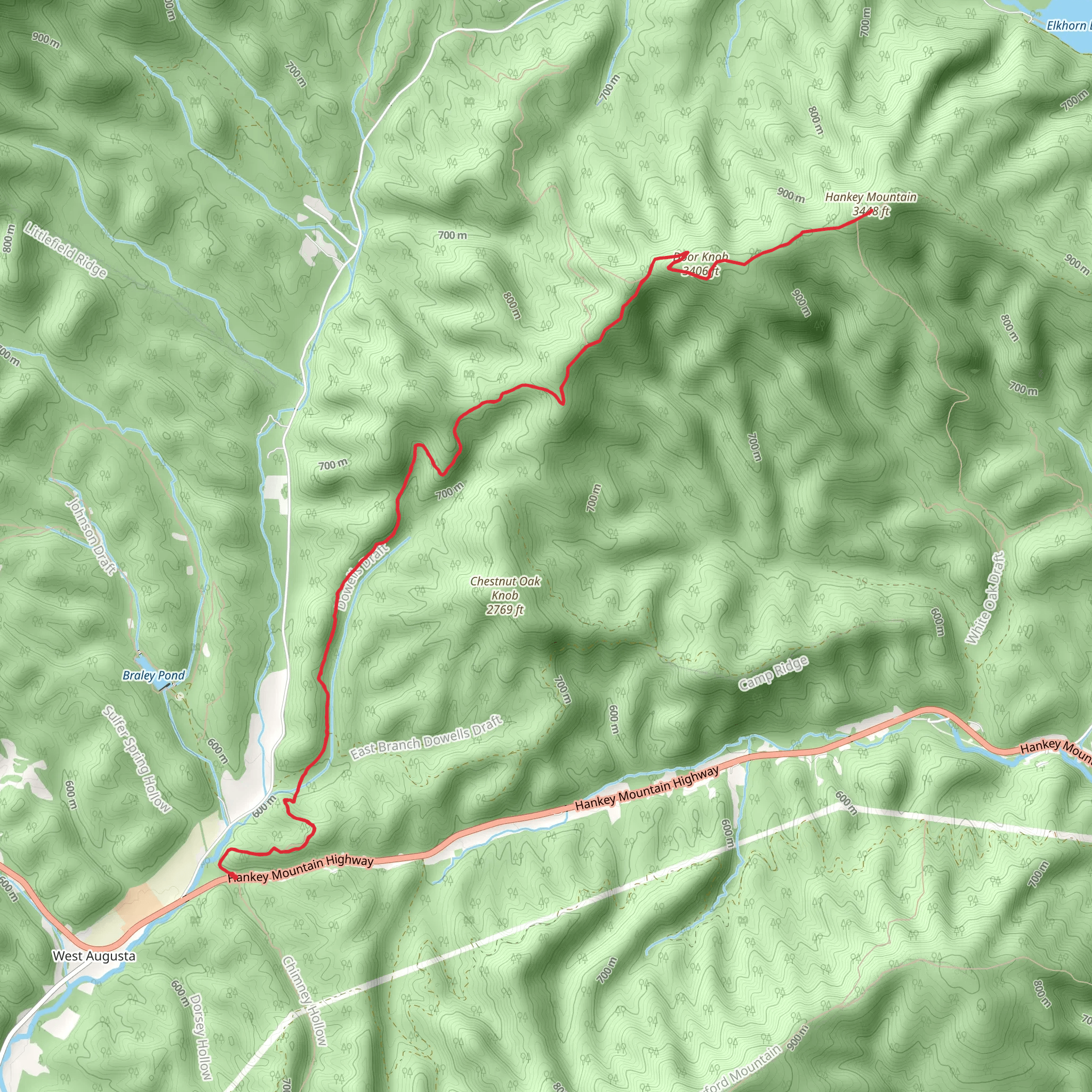 Hankey Mountain via Dowells Draft Trail mobile static map