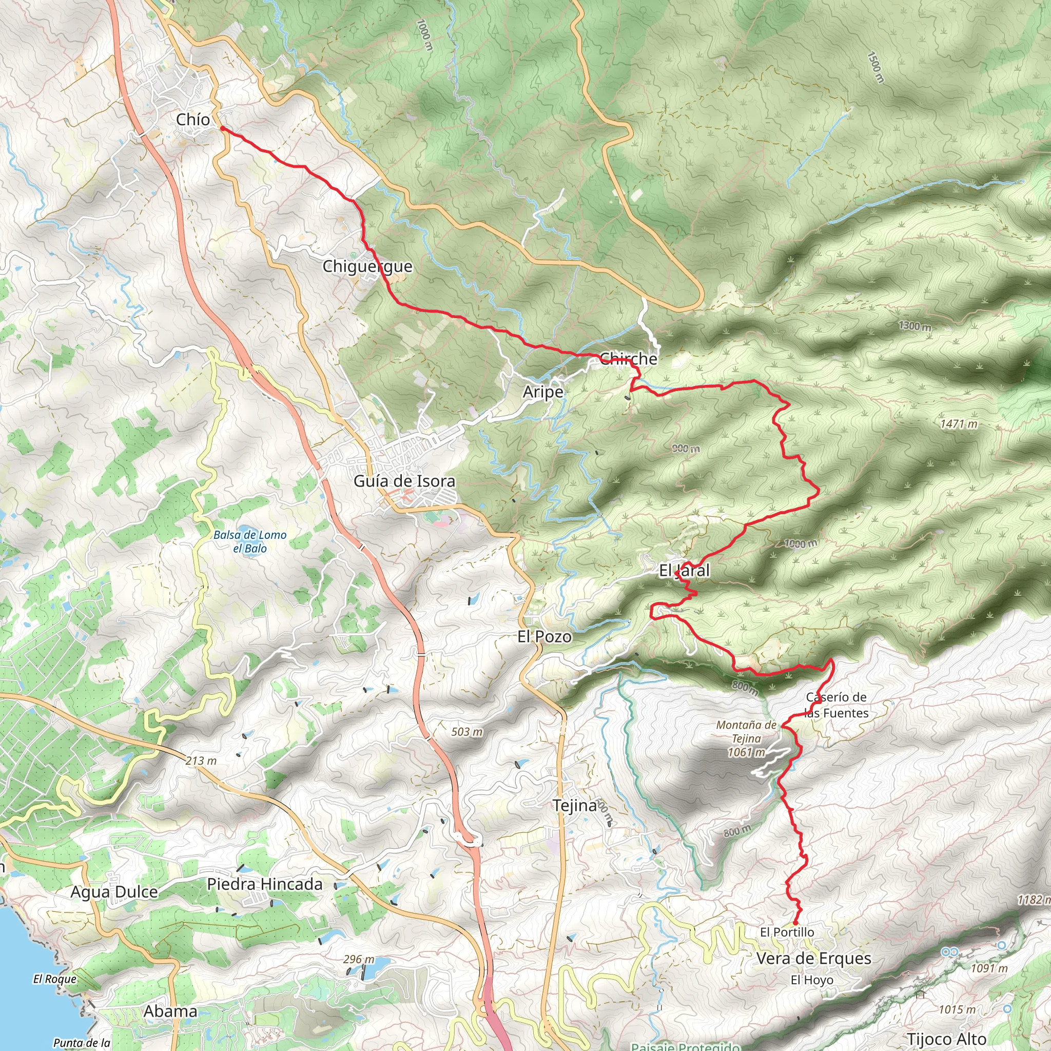 Chío - Vera de Erques PR TF 69 mobile static map