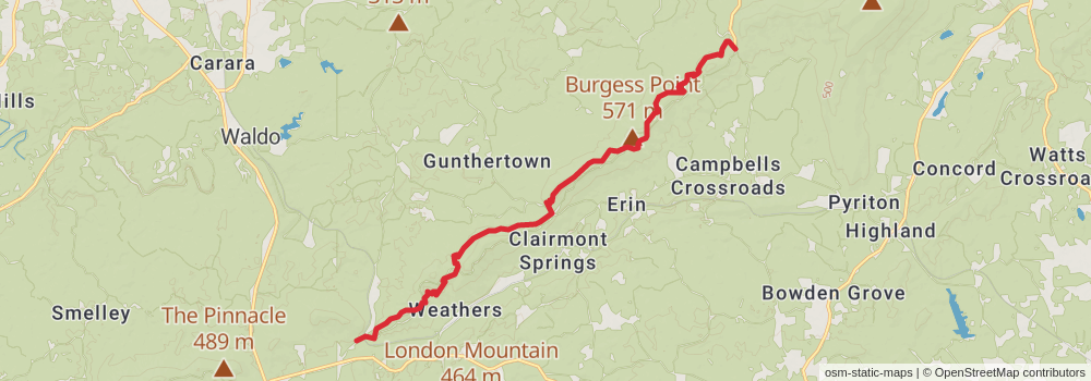 American Perimeter Trail - The South Primary stage 73 Map