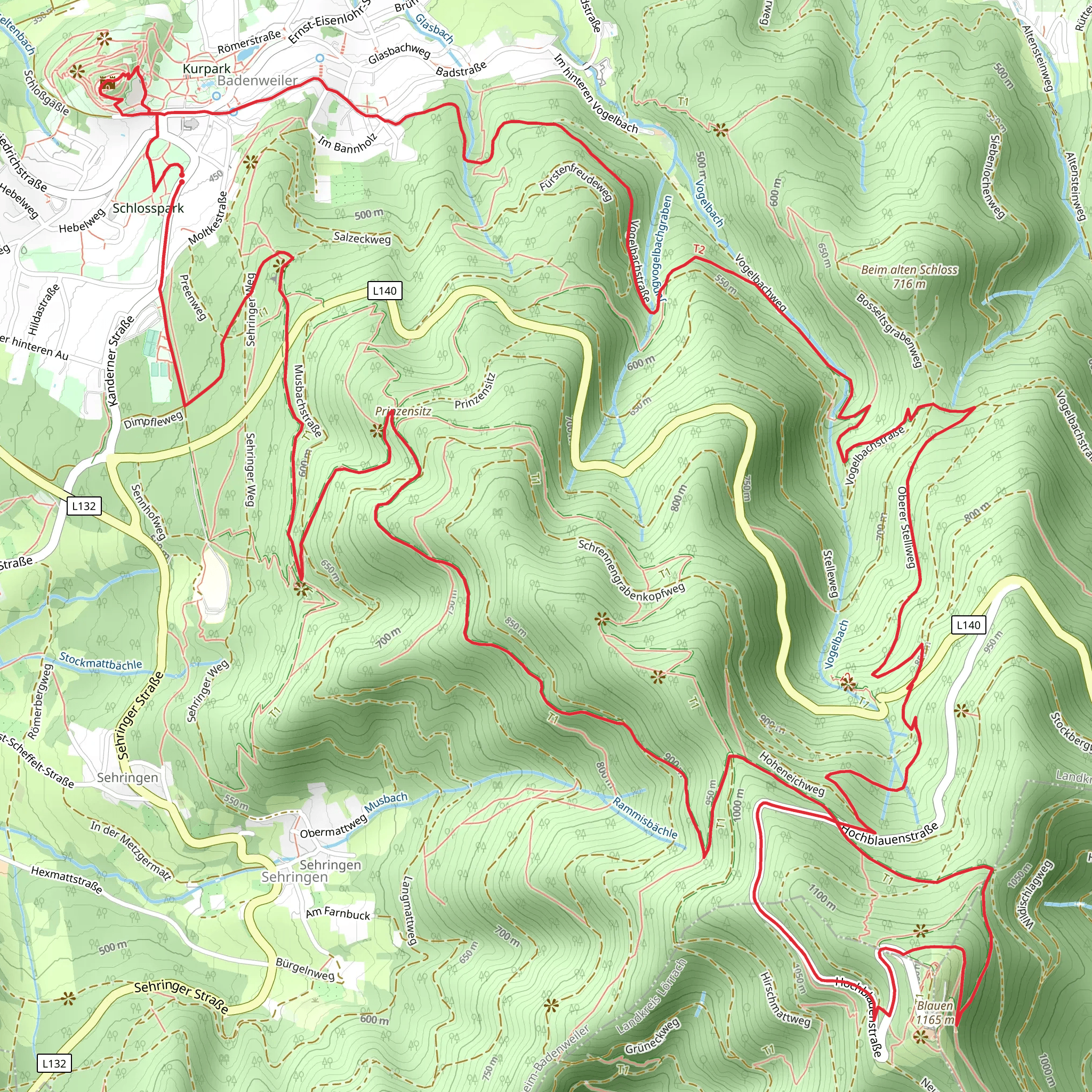 Badenweiler and Blauen Loop via Burg Baden mobile static map