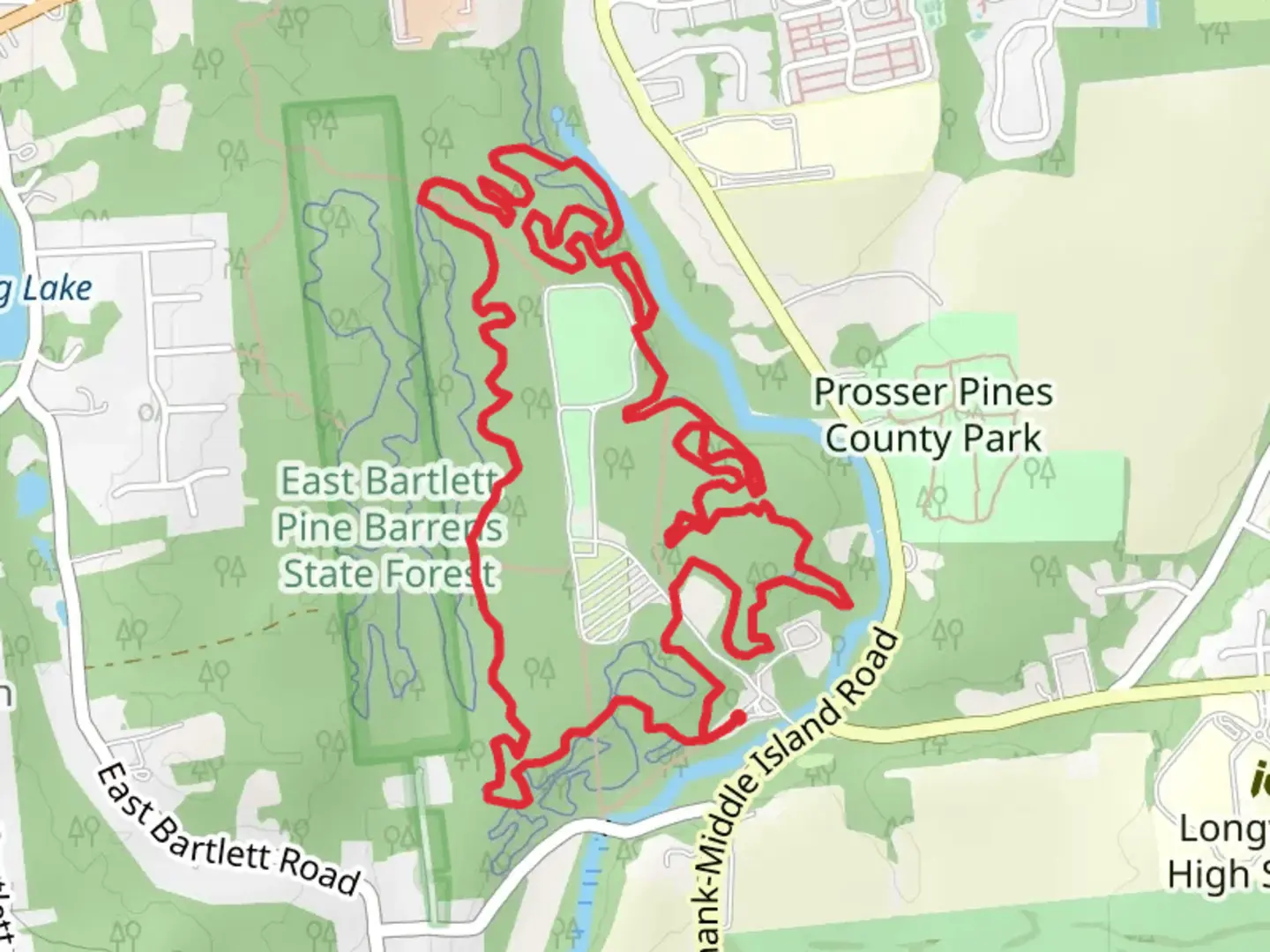 An image depicting the trail Carman River via Deer Path and Catheral Pines Mountain TrailLoop and its surrounding area.