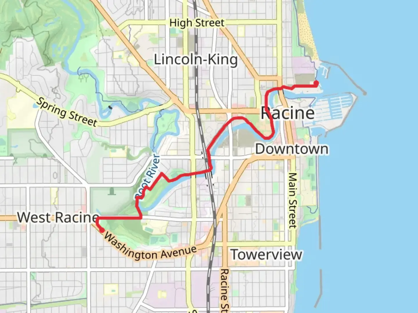 An image depicting the trail North Shore Trail and Root River Pathway and its surrounding area.