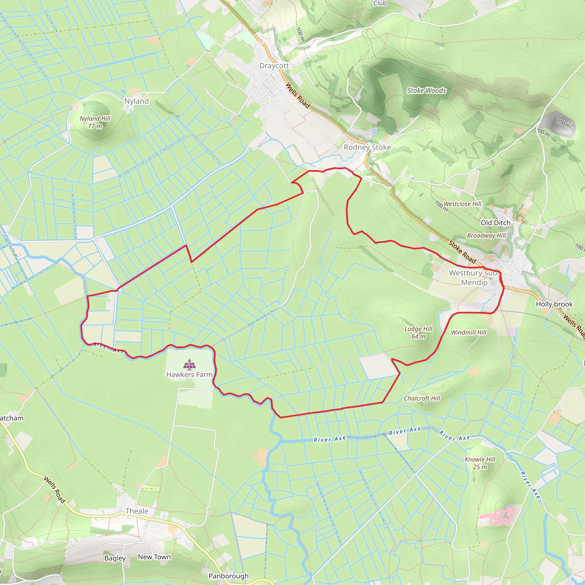 Westbury sub Mendip Loop mobile static map