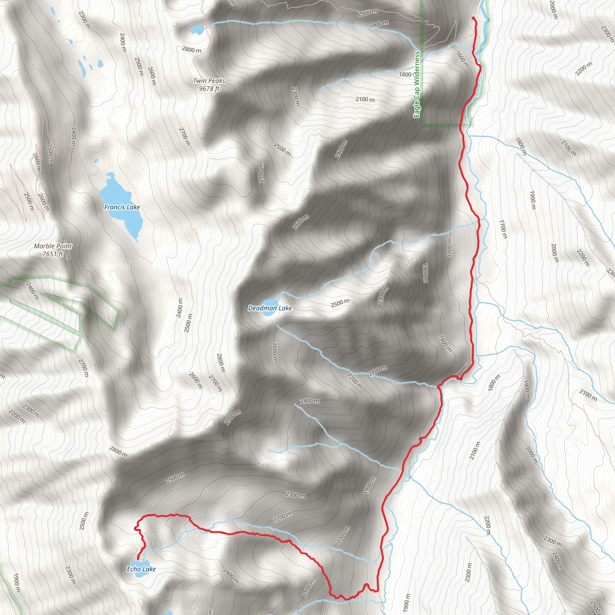 Echo Lake via Hurricane Creek Trail mobile static map