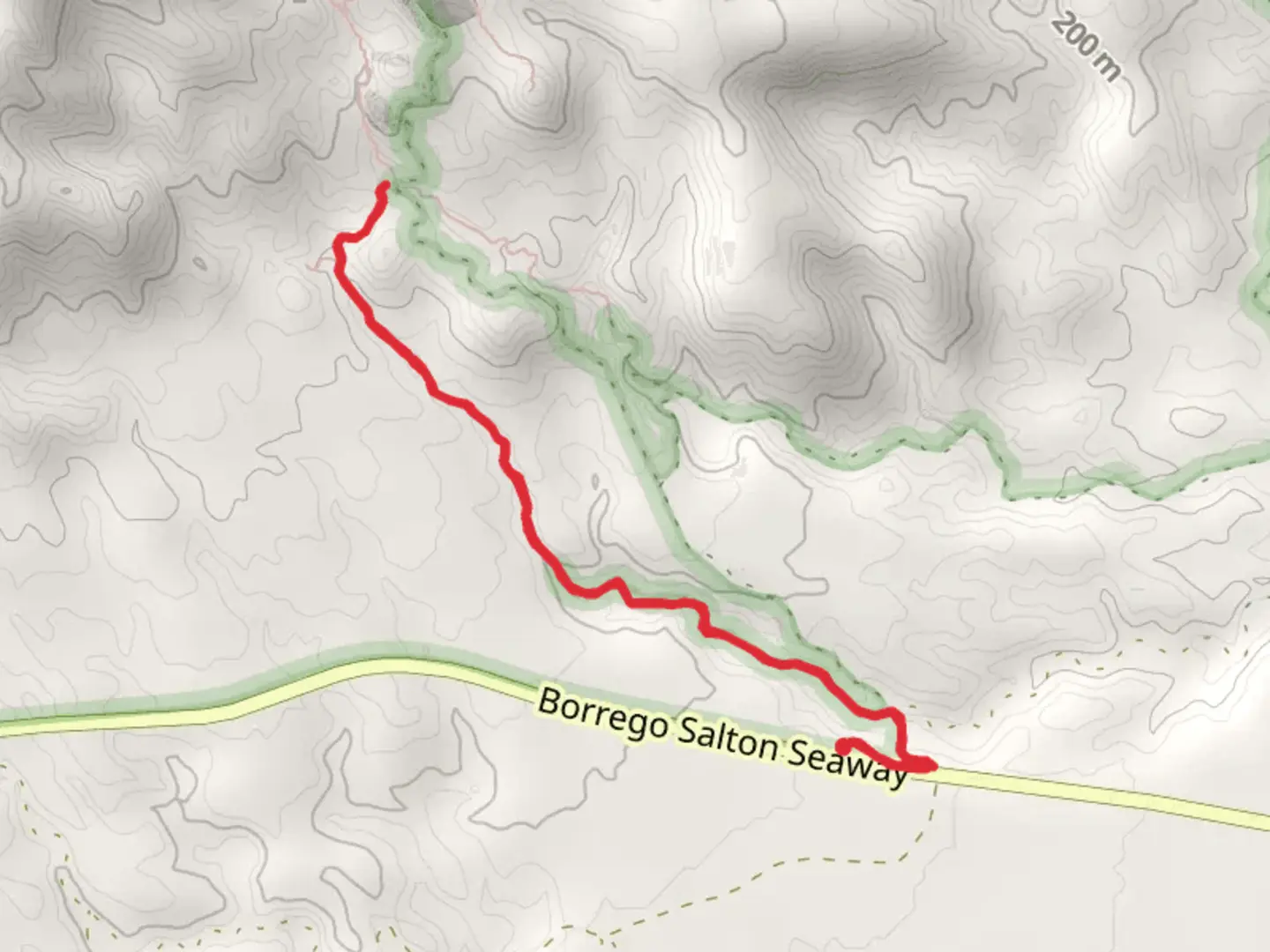 An image depicting the trail South Fork Palm Wash Canyon and its surrounding area.