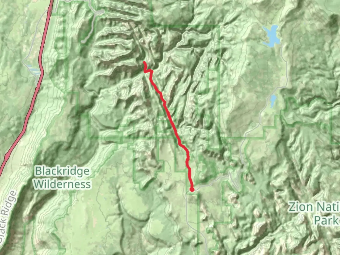 An image depicting the trail Kolob Arch and Hop Valley Trail and its surrounding area.