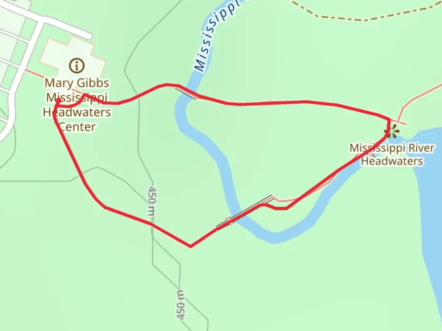 An image depicting the trail Mississippi River Loop and its surrounding area.