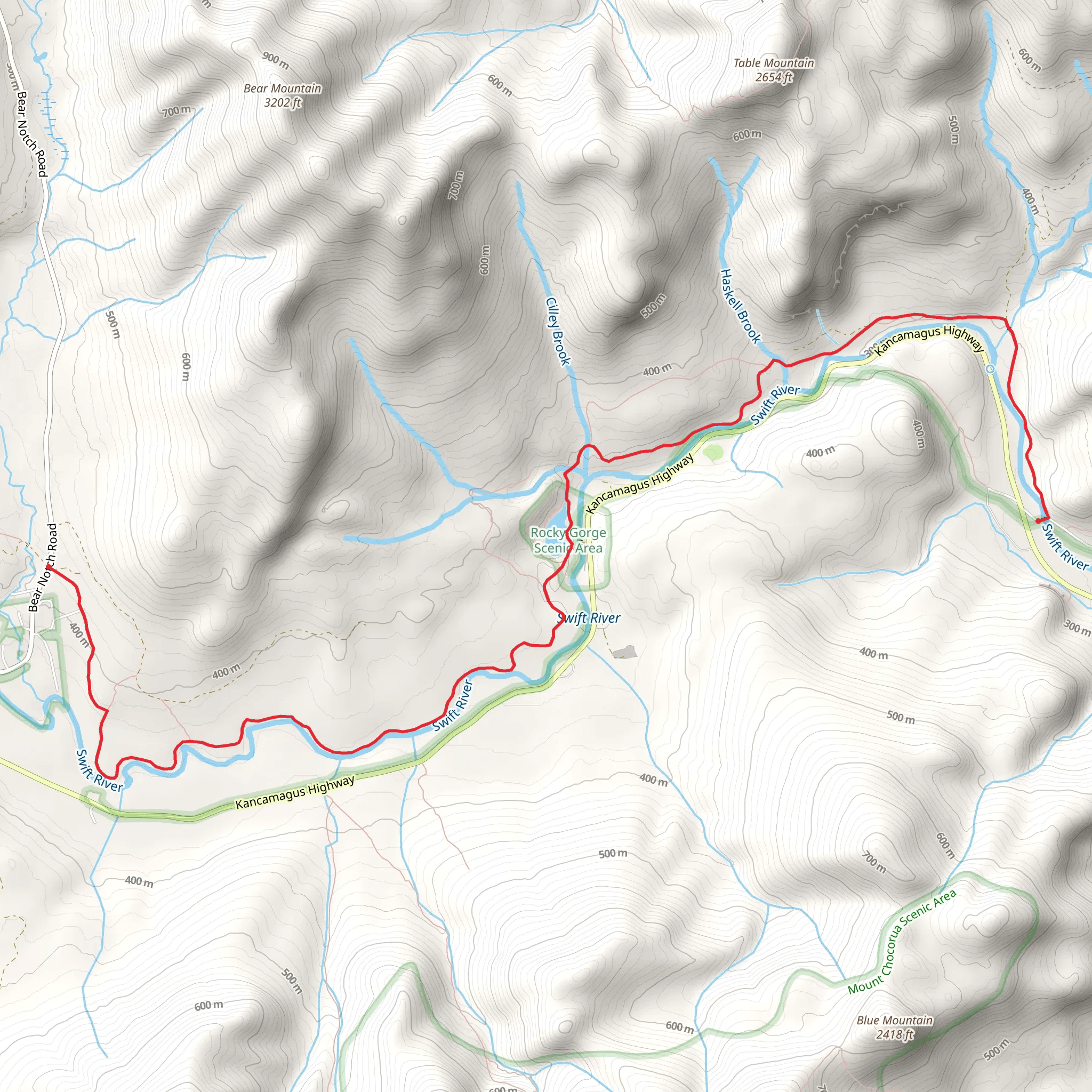 Passaconaway to Spruce Hill Trail mobile static map