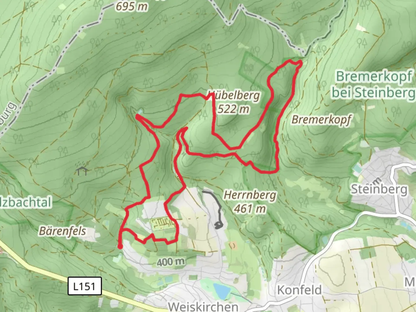An image depicting the trail Schwarzwälder Hochwald and Harfenfichte Loop and its surrounding area.